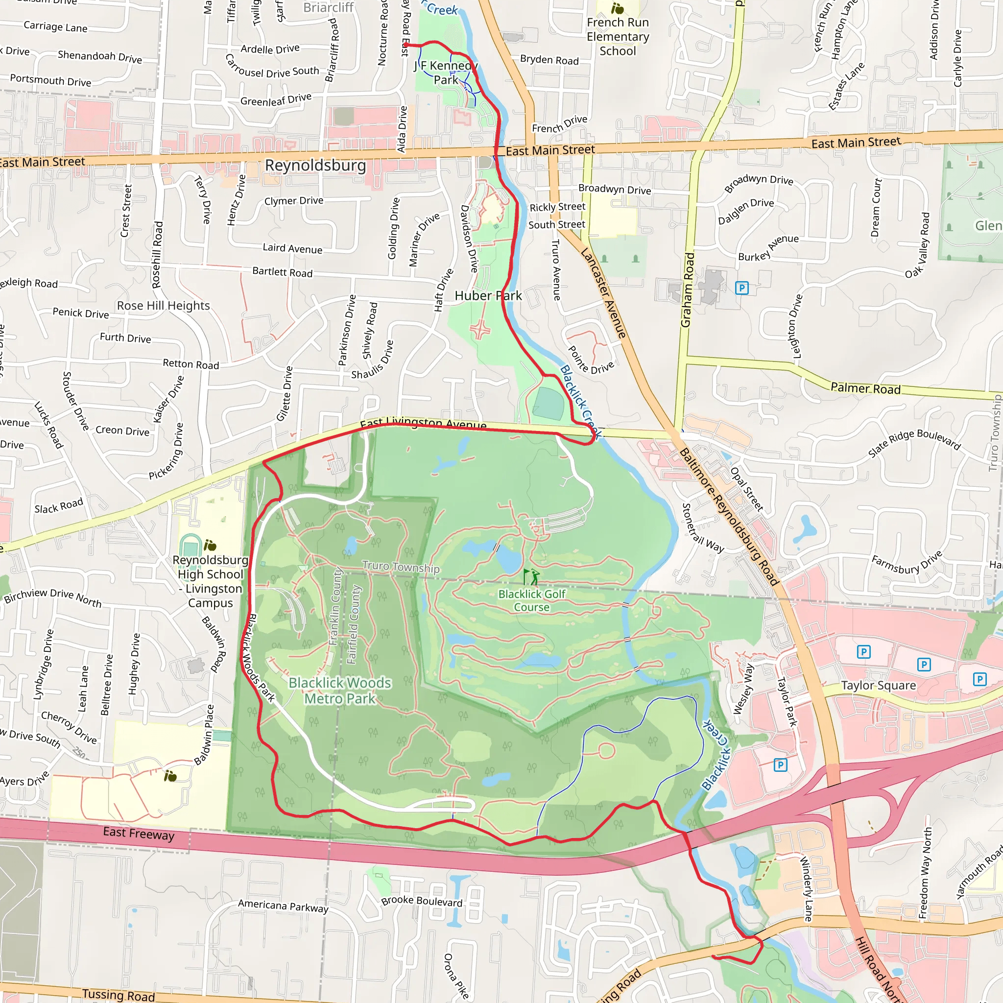 Blacklick Creek Greenway Trail mobile static map