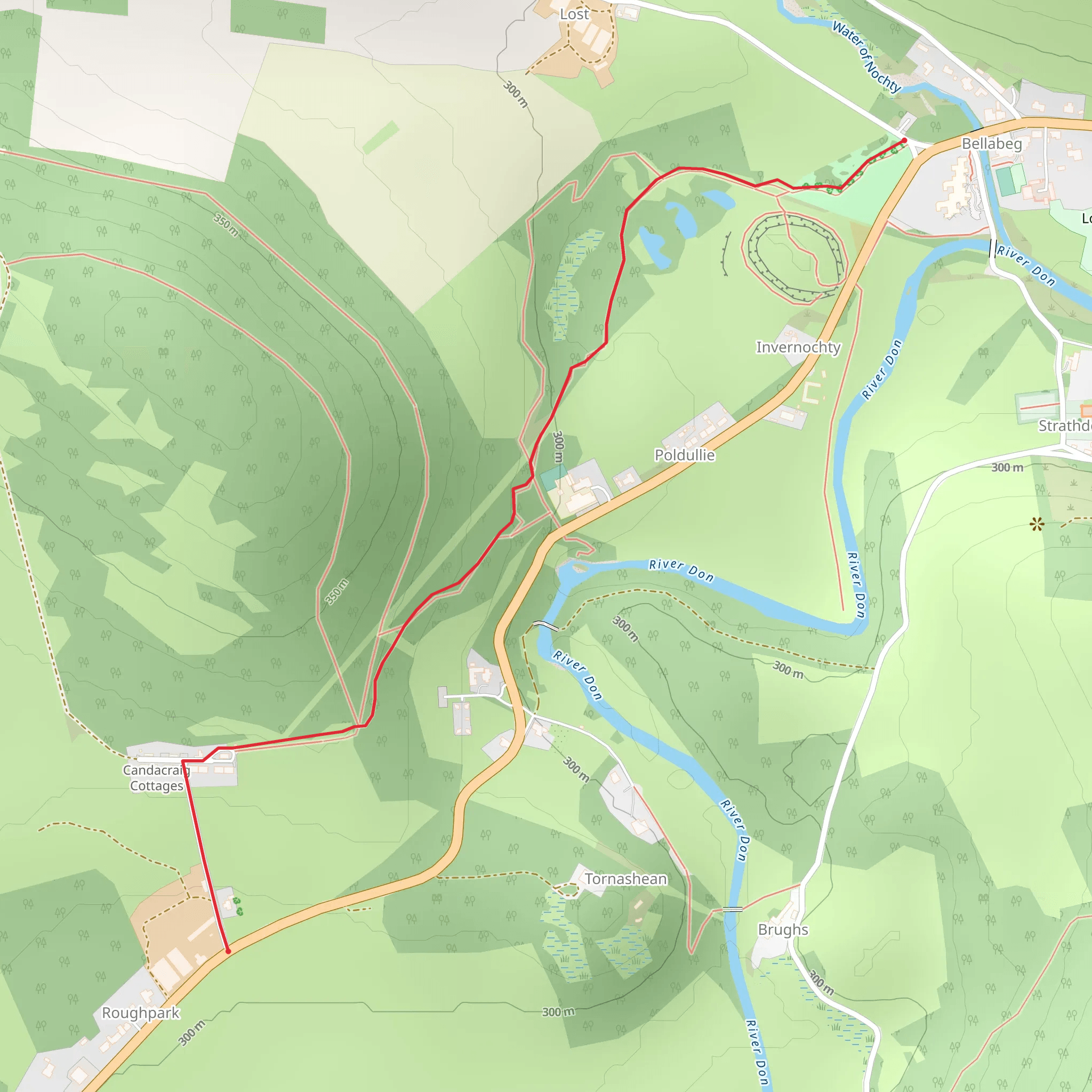 Strathdon Trail - Bellabeg to Roughpark via Doune of Invernochty mobile static map