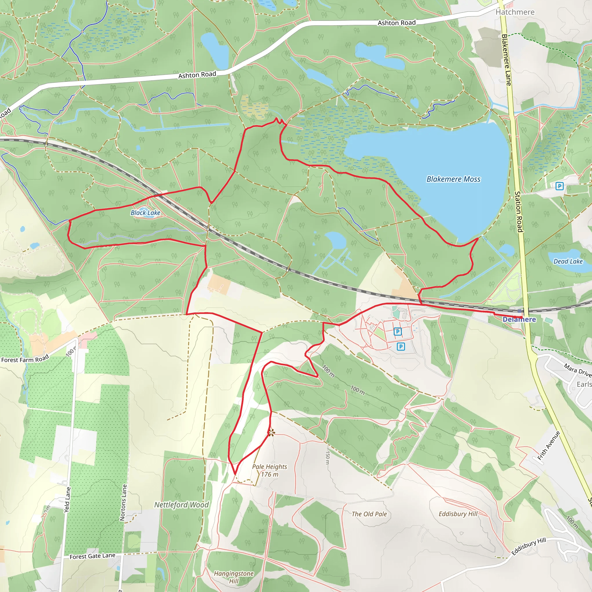 Black Lake and Blakemere Moss Loop mobile static map