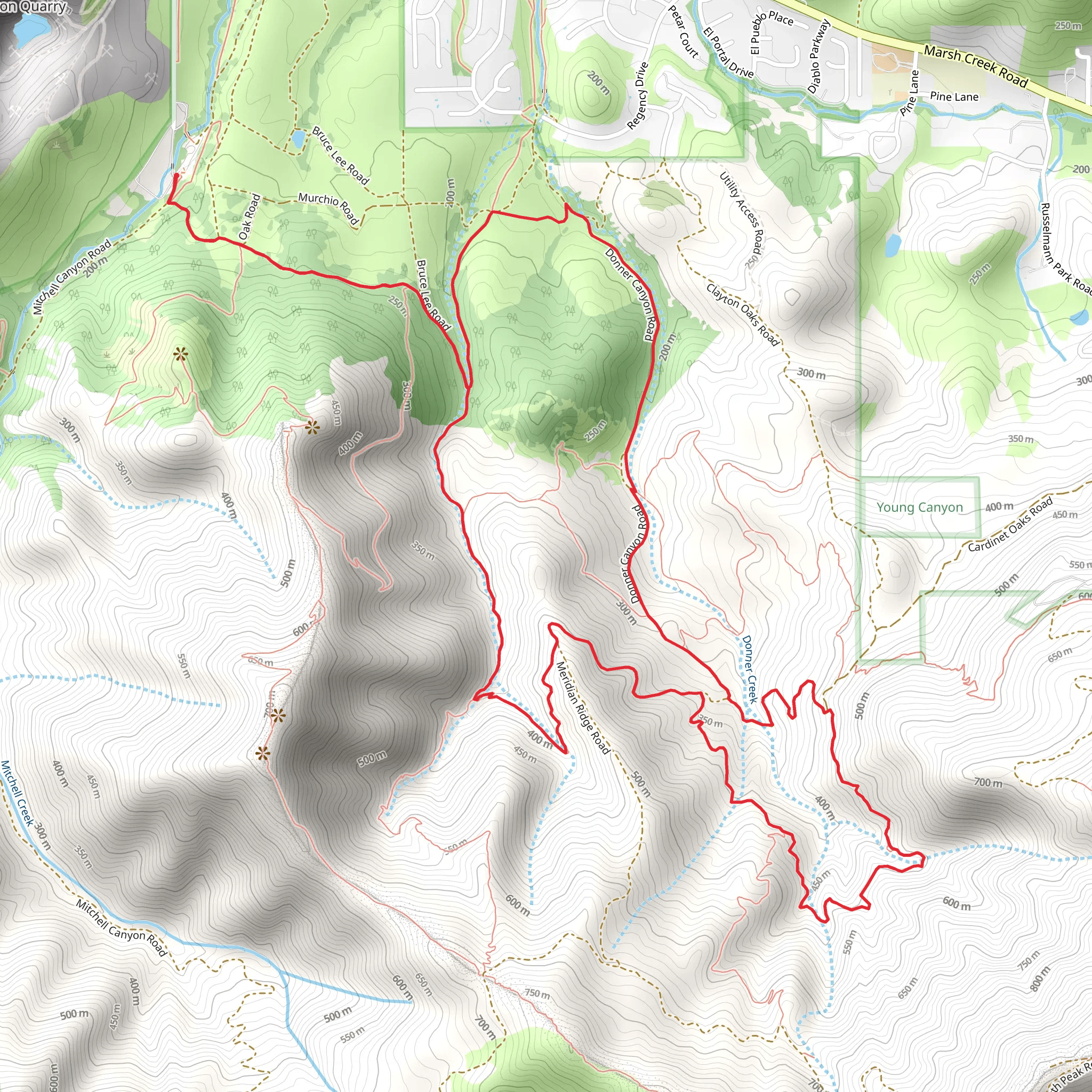 Donner Creek and Wild Oat Canyon - Falls Loop Trail mobile static map