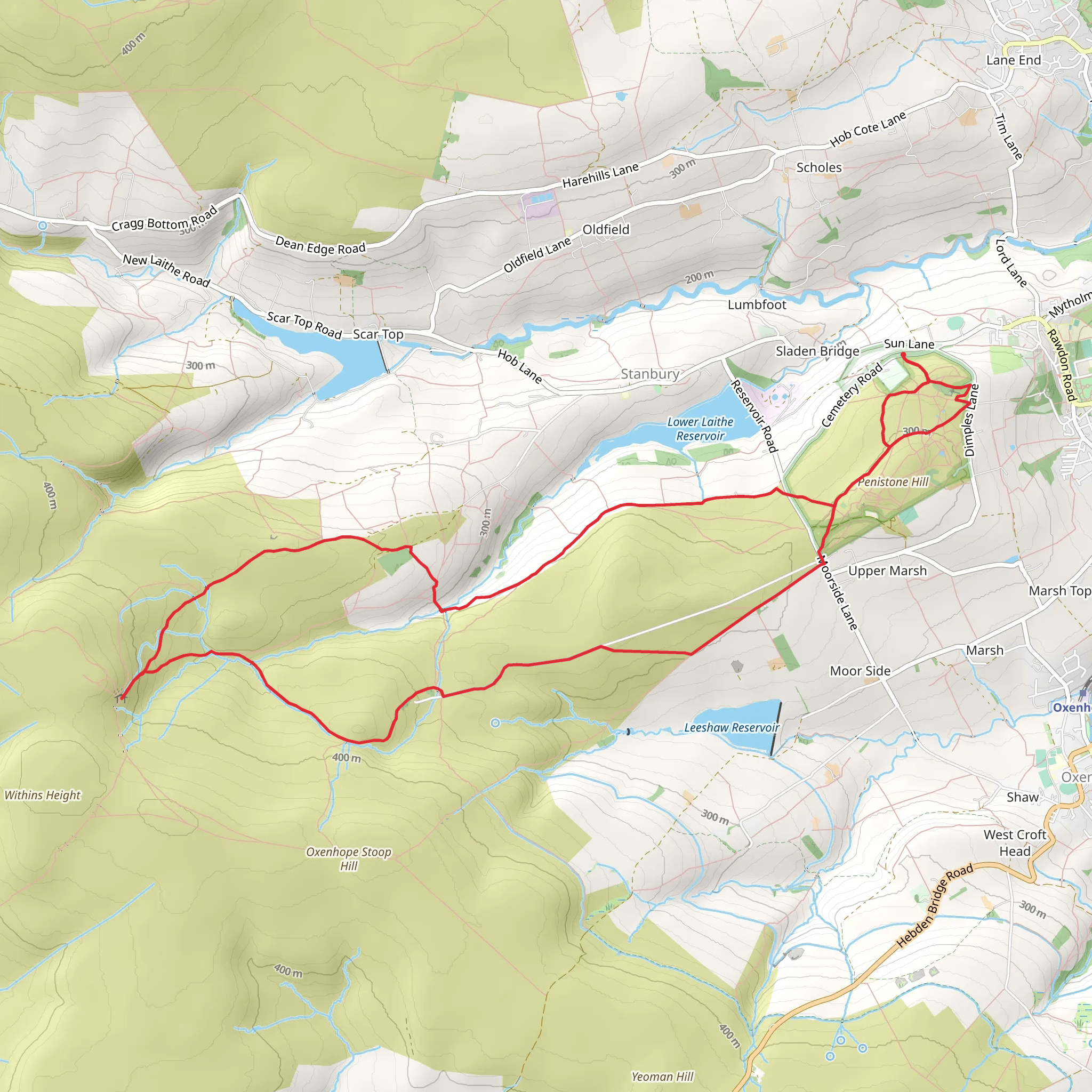 Penistone Hill Country Park and Bronte Waterfall Loop mobile static map