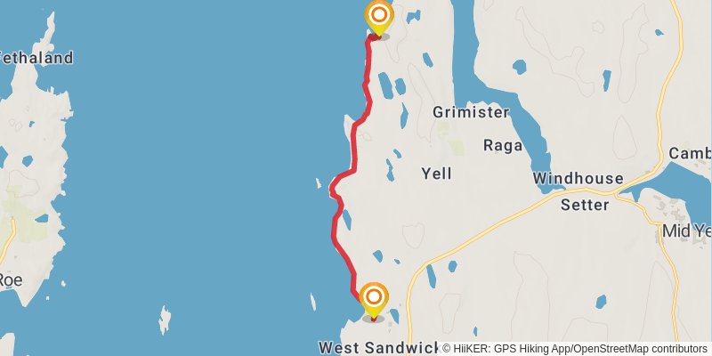 Coastal Walk of Shetland - Yell stage 2 Map