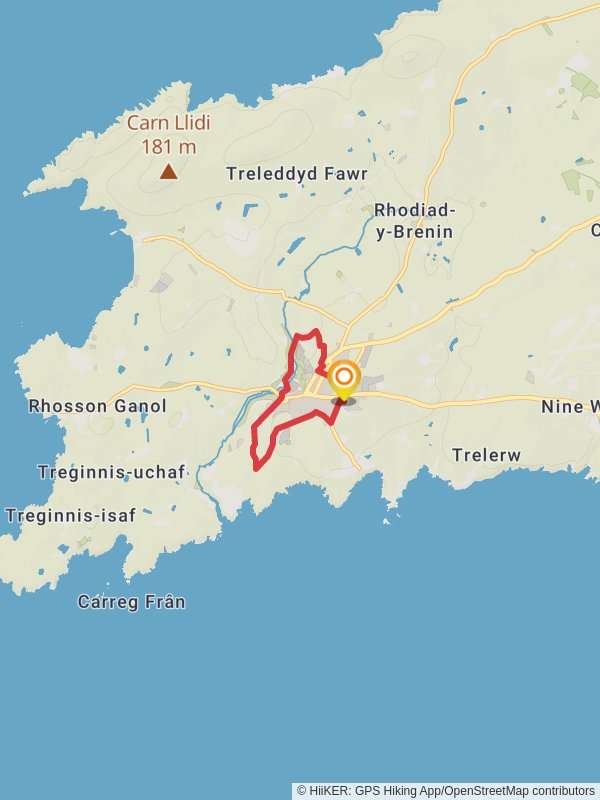 Map of St Davids City, Pembrokeshire