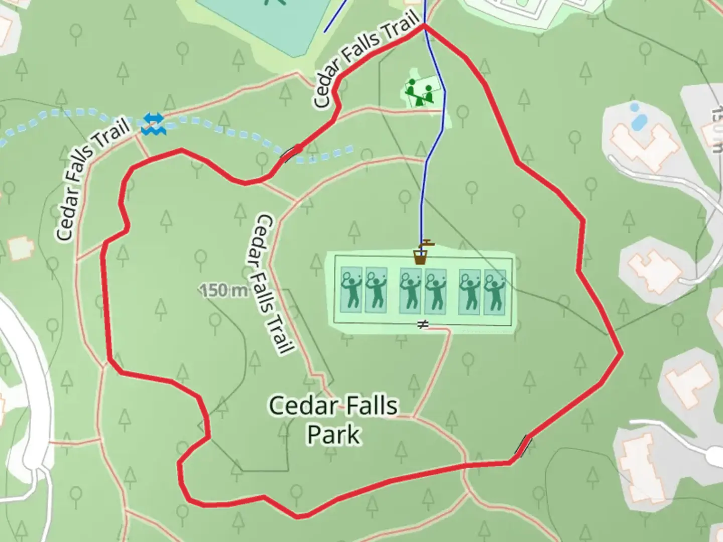 An image depicting the trail Cedar Falls Loop and its surrounding area.