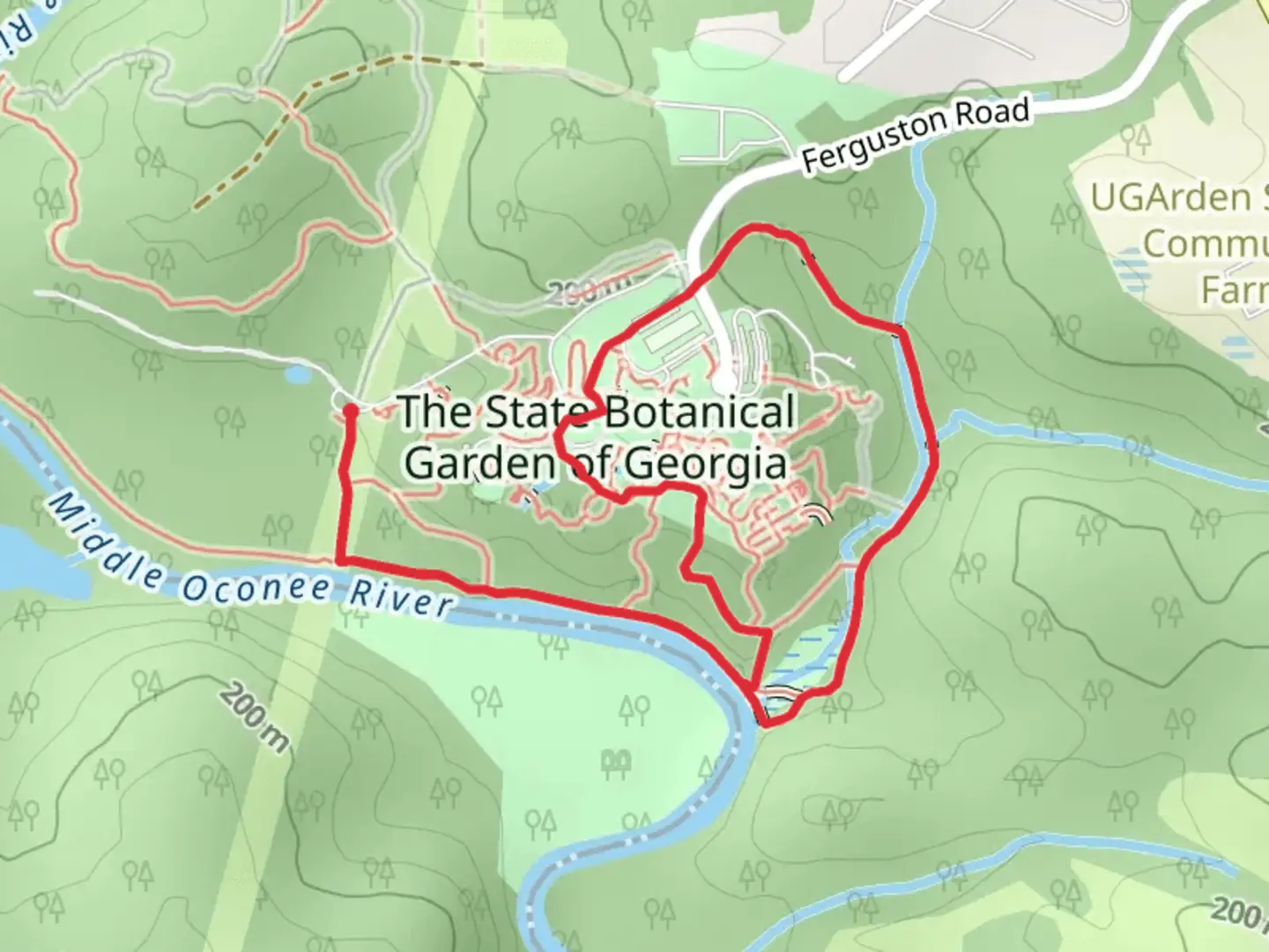 An image depicting the trail Middle Oconee River - Orange Loop Trail and its surrounding area.