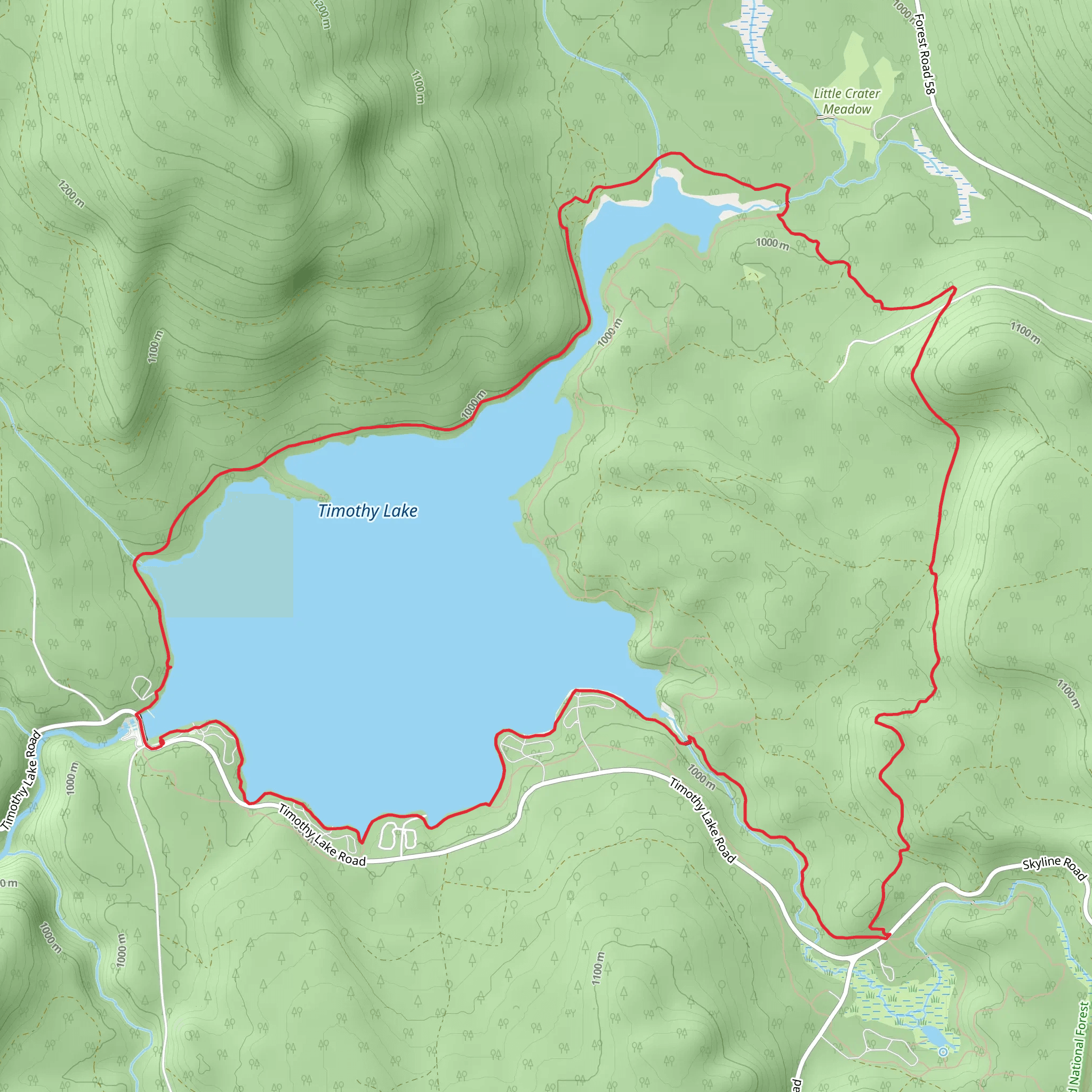Timothy Lake Loop Trail mobile static map