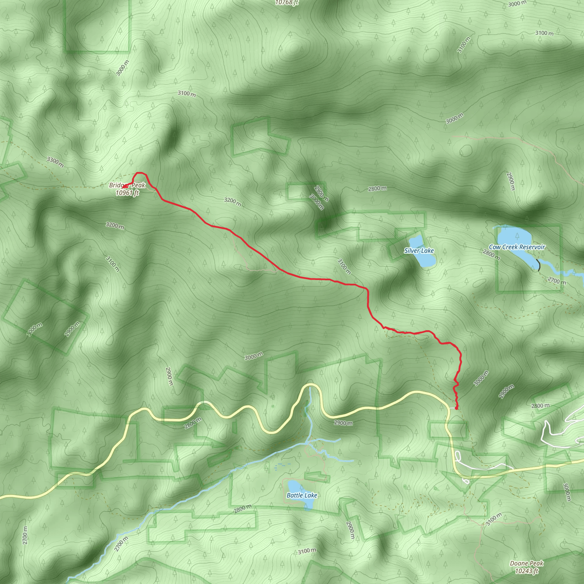 Bridger Peak via CDT mobile static map