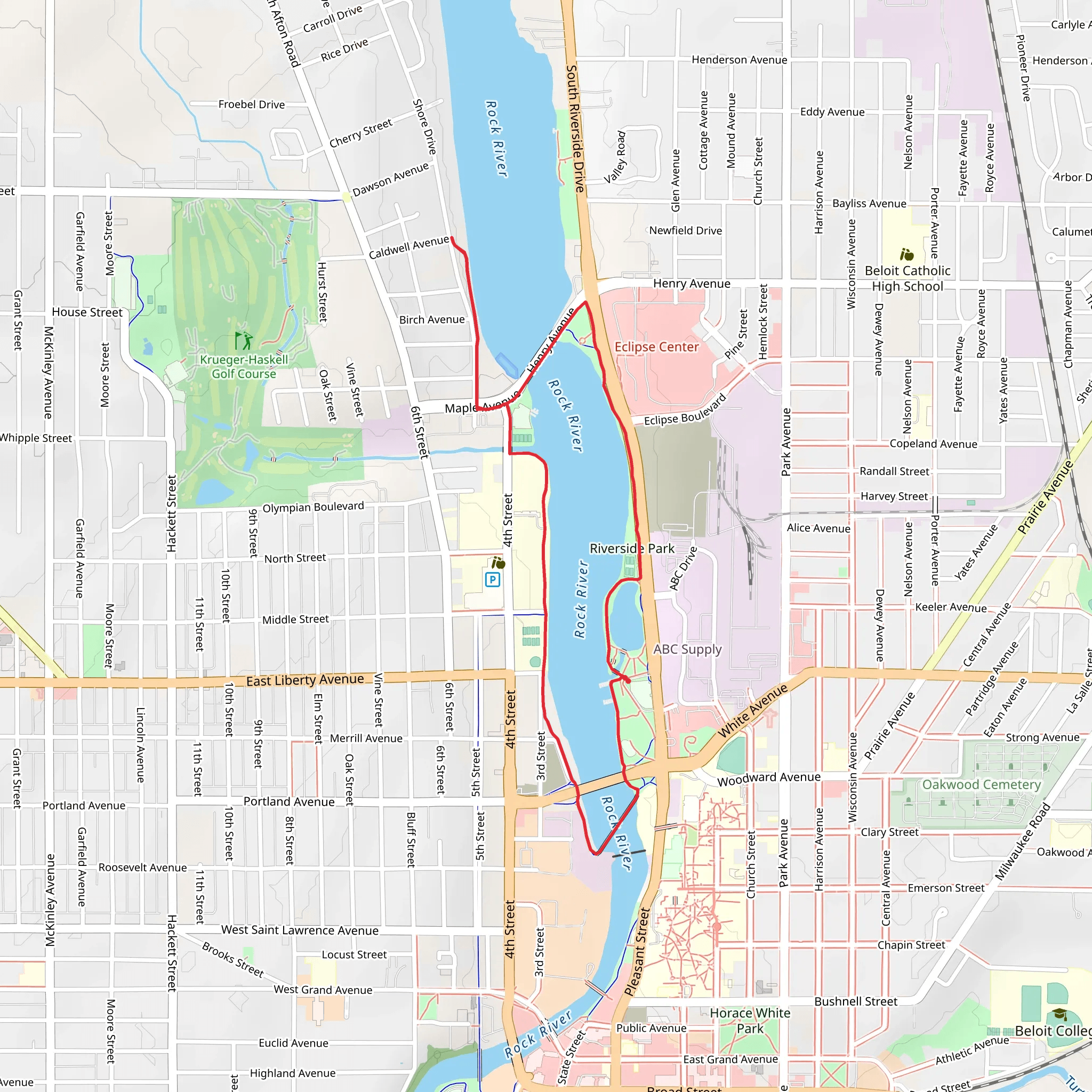 Rock River and Riverside Park Loop mobile static map