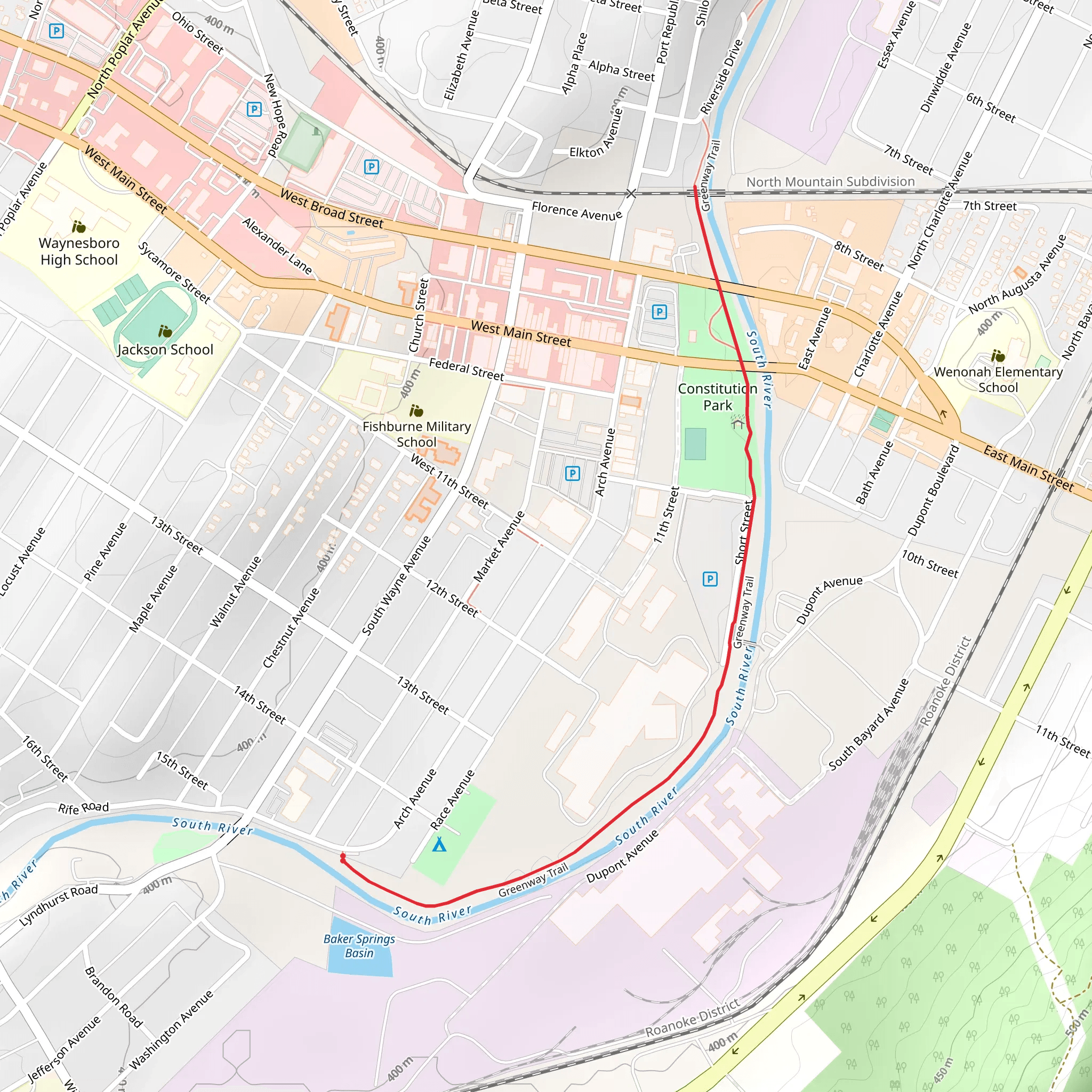 Constitution Park and Greenway Trail mobile static map