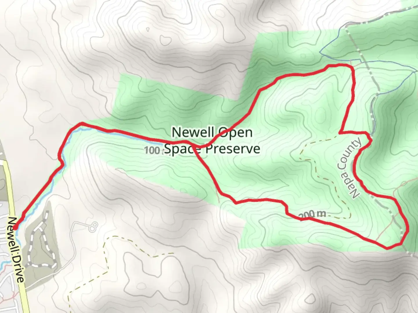 An image depicting the trail Newell Open Space Preserve Loop via Creekside Trail and its surrounding area.