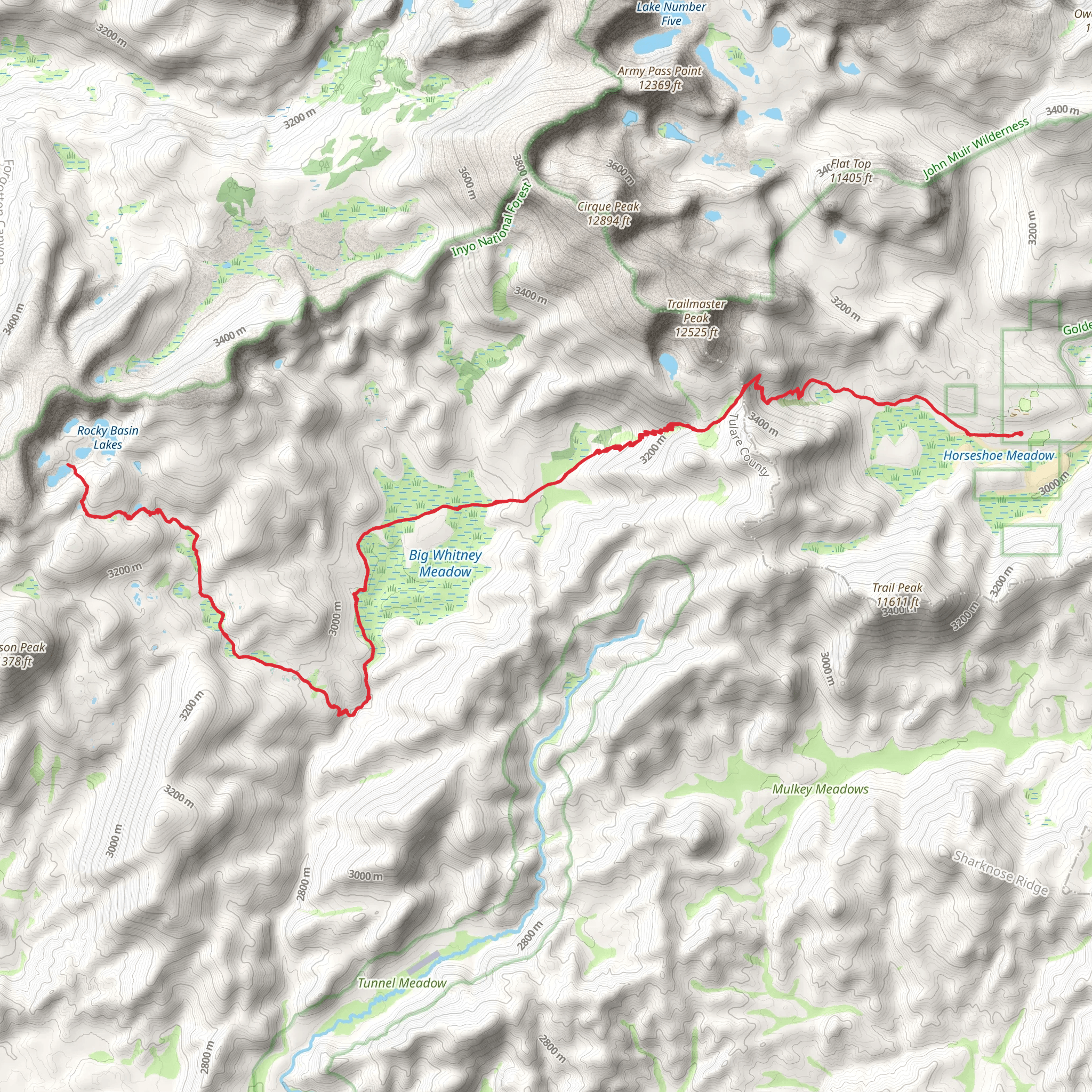 Rocky Basin Lakes via Theodore Solomons Trail mobile static map
