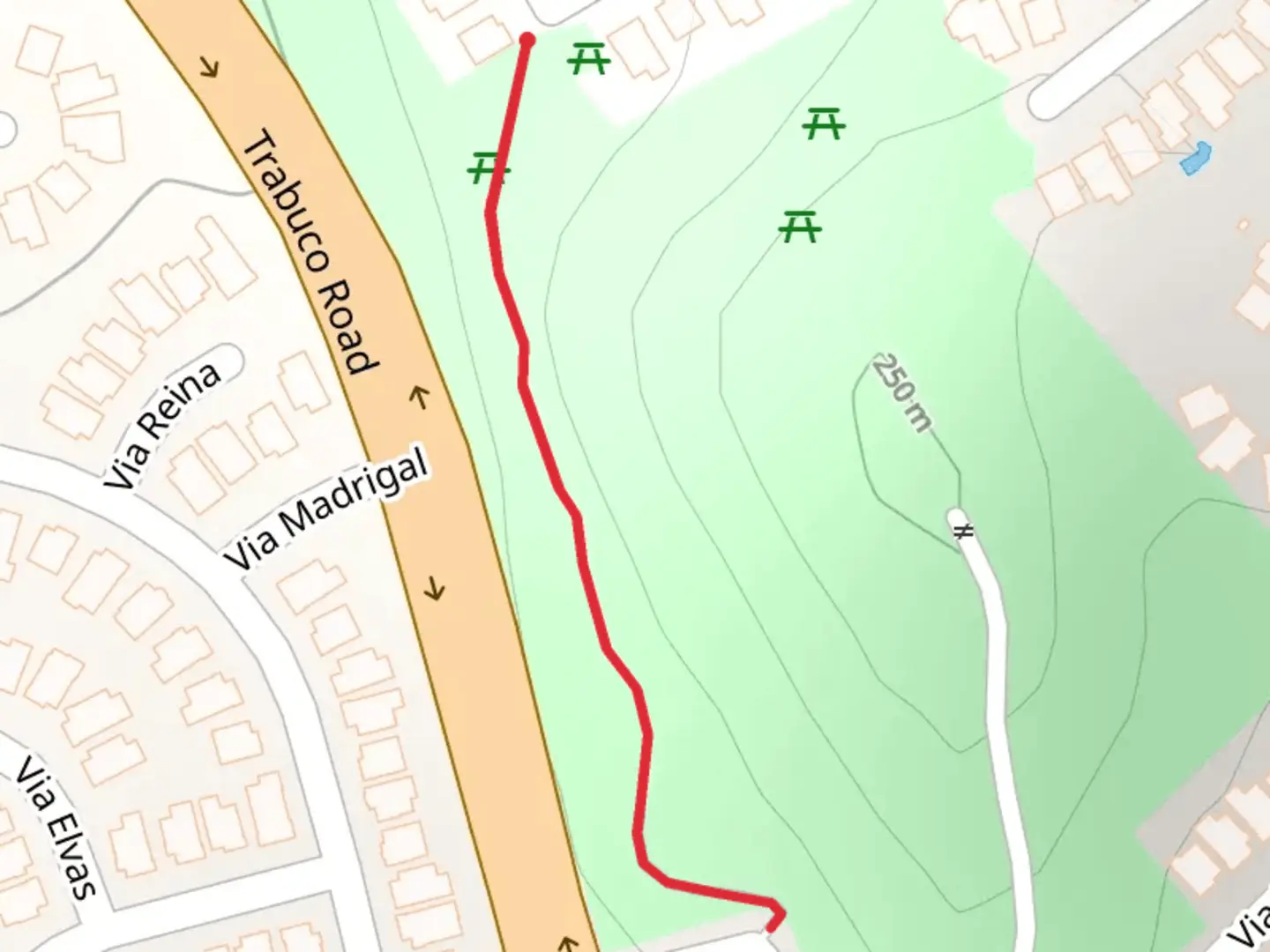 An image depicting the trail Colinas Park Open Space Area Walk and its surrounding area.