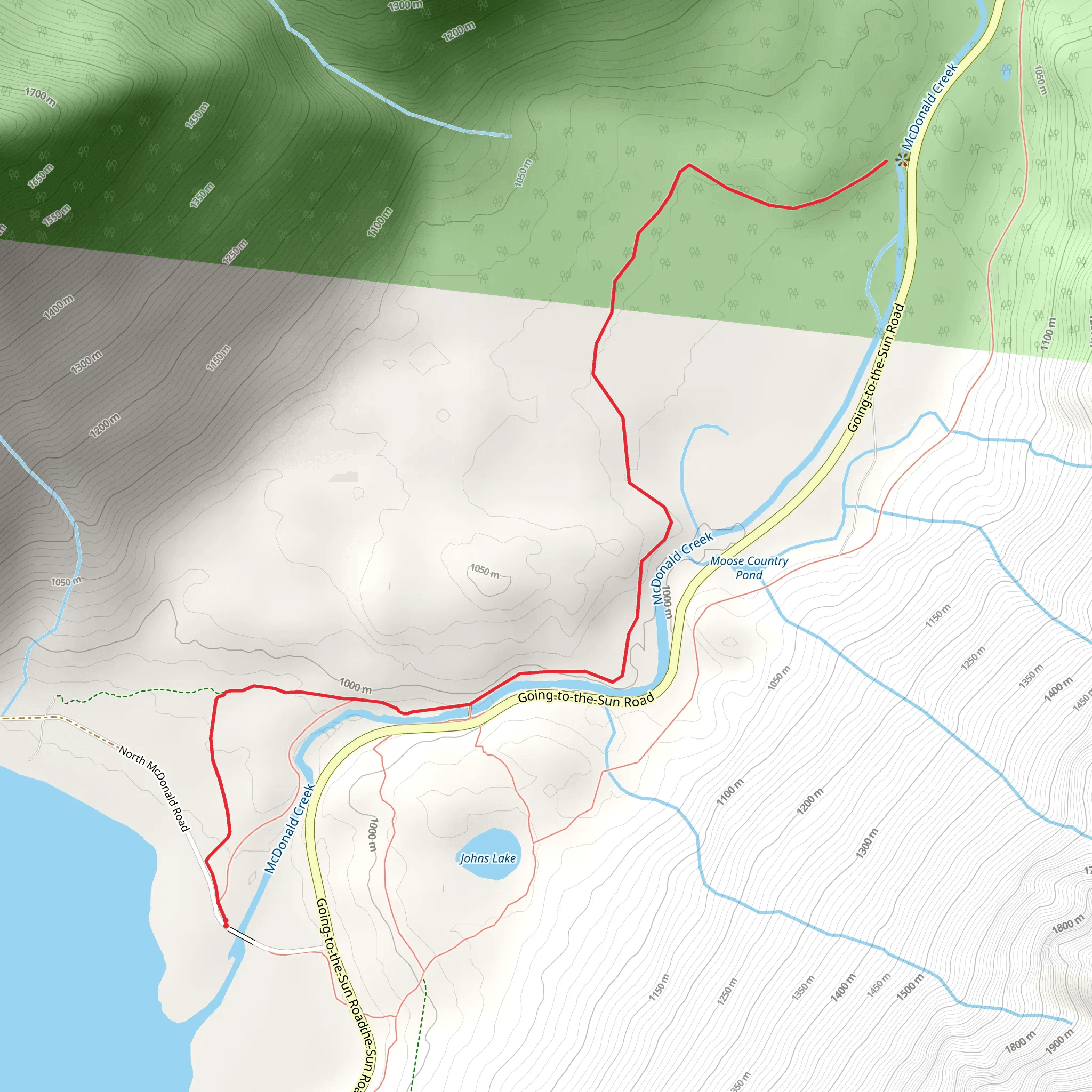 Upper McDonald Creek Trail mobile static map