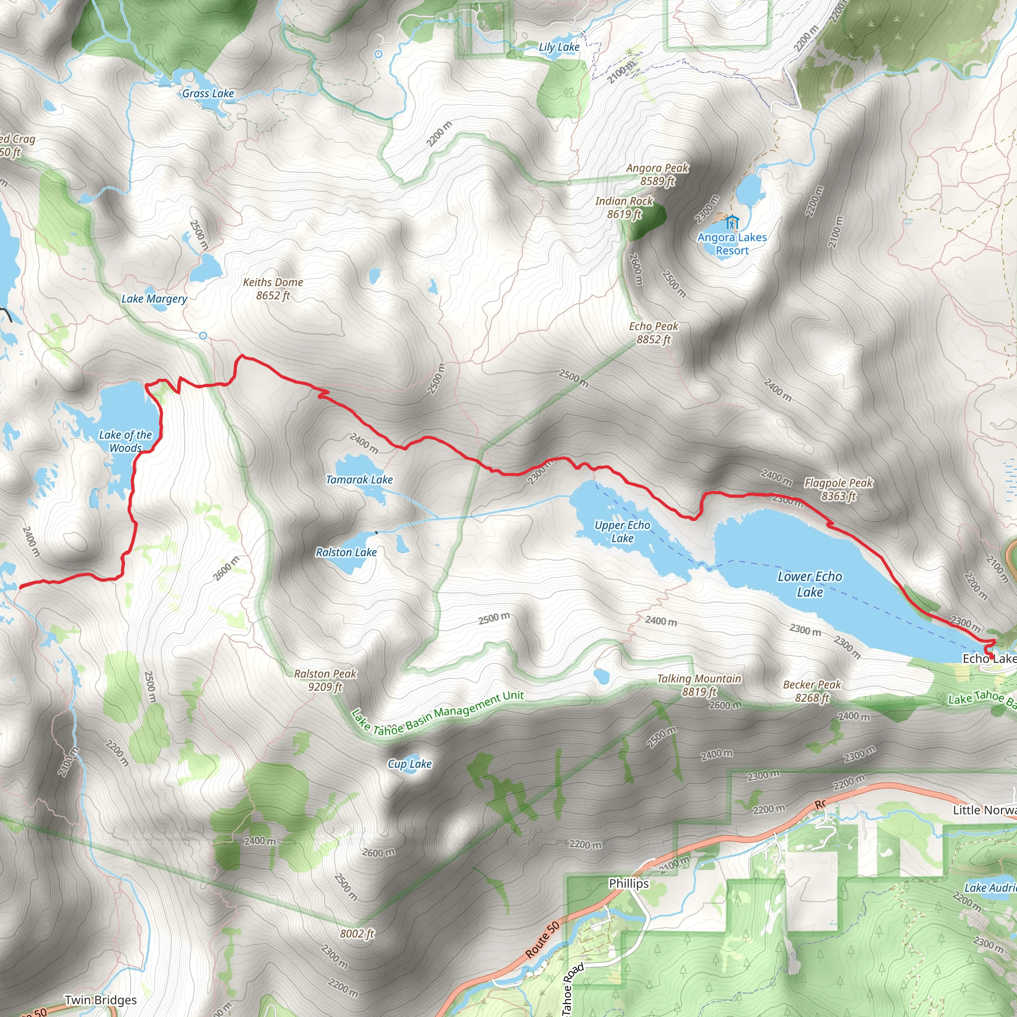 Ropi Lake via Tahoe Rim Trail mobile static map