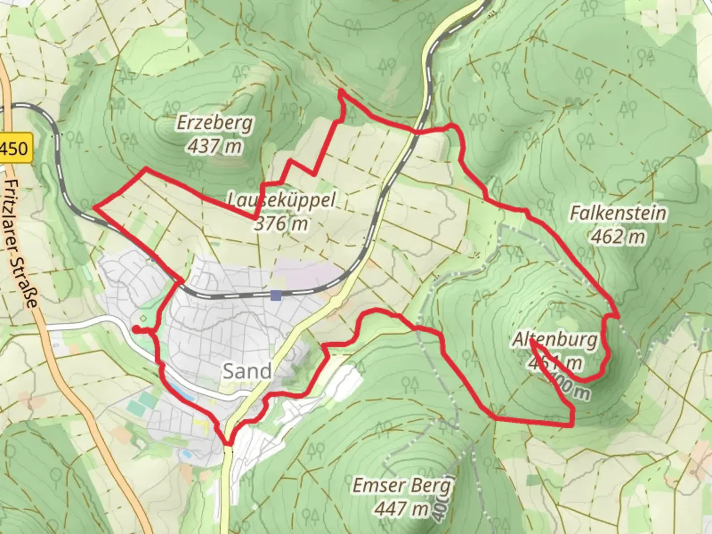 An image depicting the trail Altenburg via Hassenweg and its surrounding area.