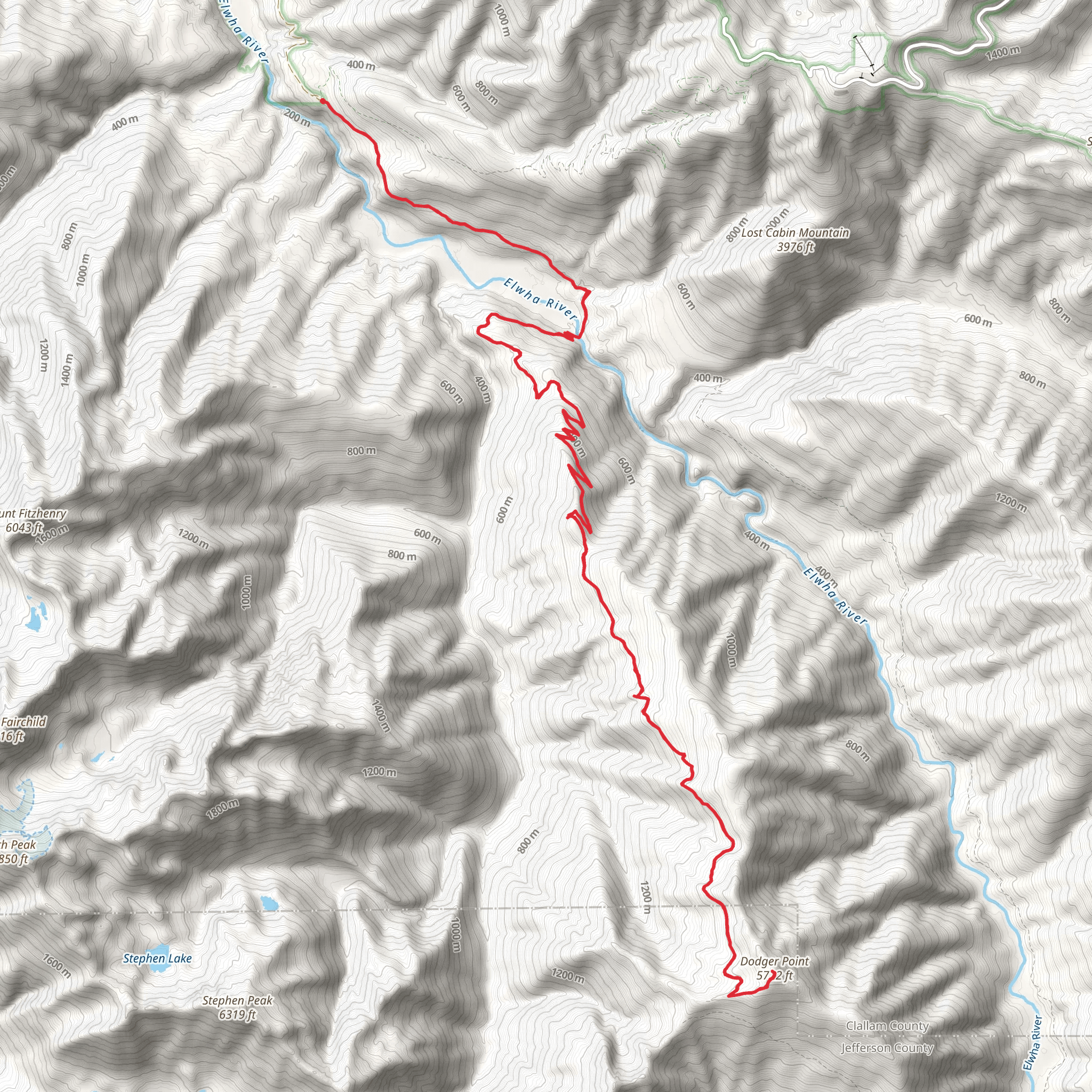 Elwha River Trail to Dodger Point mobile static map