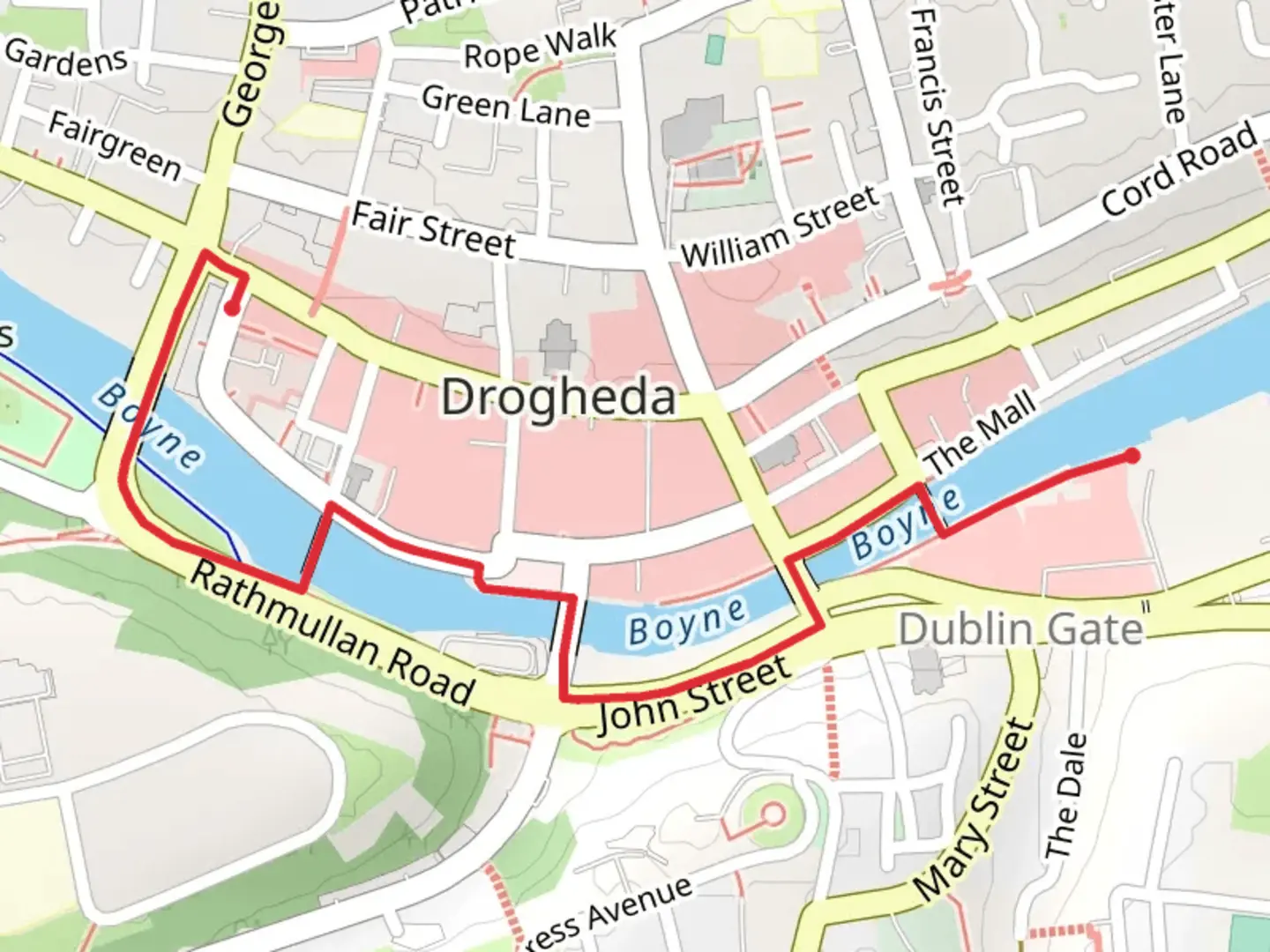 An image depicting the trail Drogheda Bridges Walk and its surrounding area.