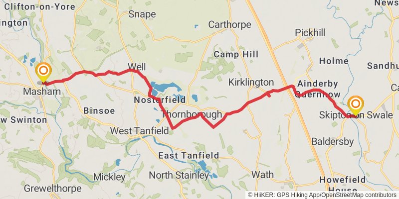 Ravenglass to Scarborough in North of England stage 11 Map
