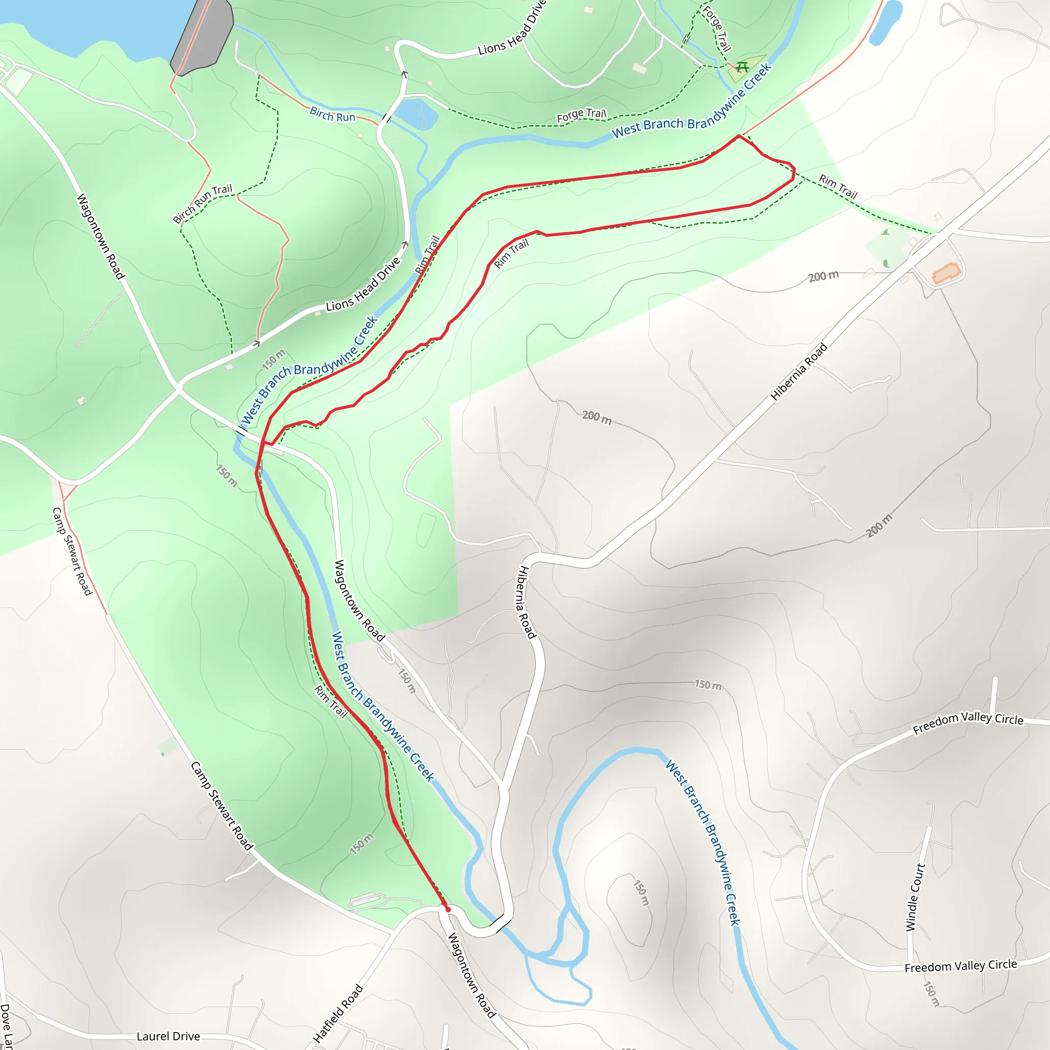 West Branch Brandywine Creek from Wagontown Road mobile static map