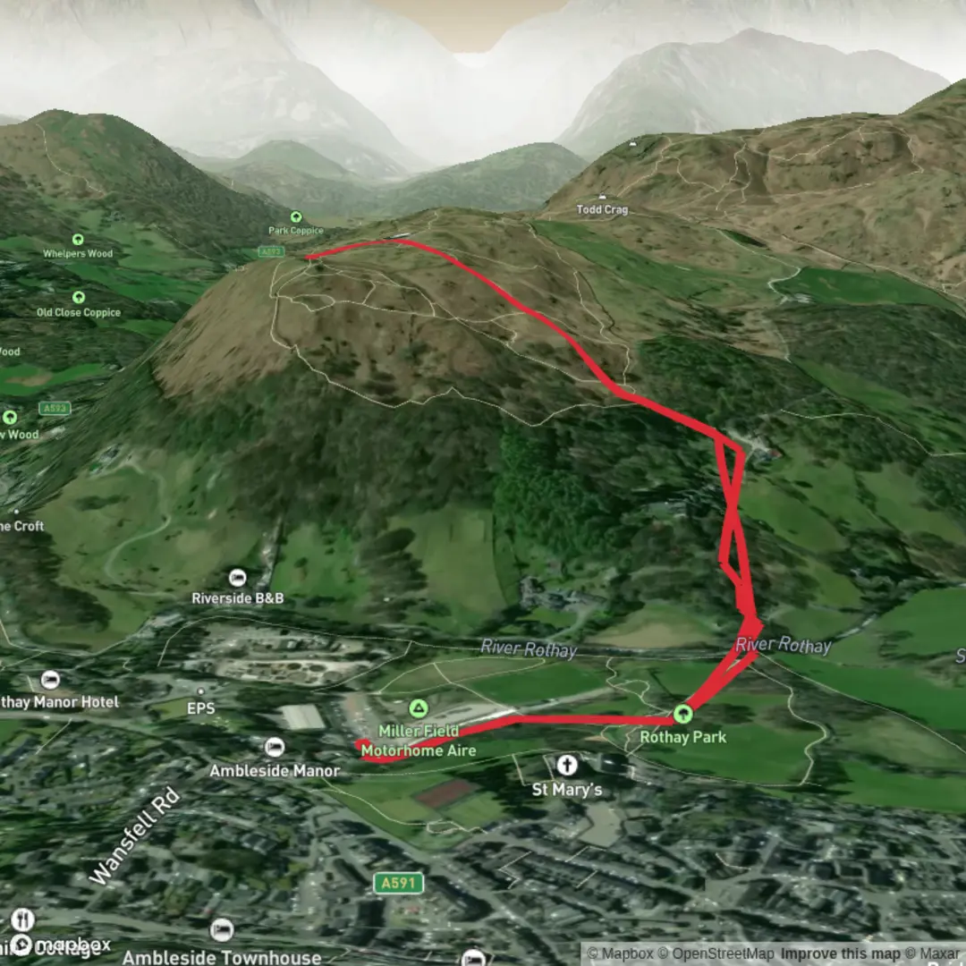 An image depicting the trail Todd Crag Walk and its surrounding area.