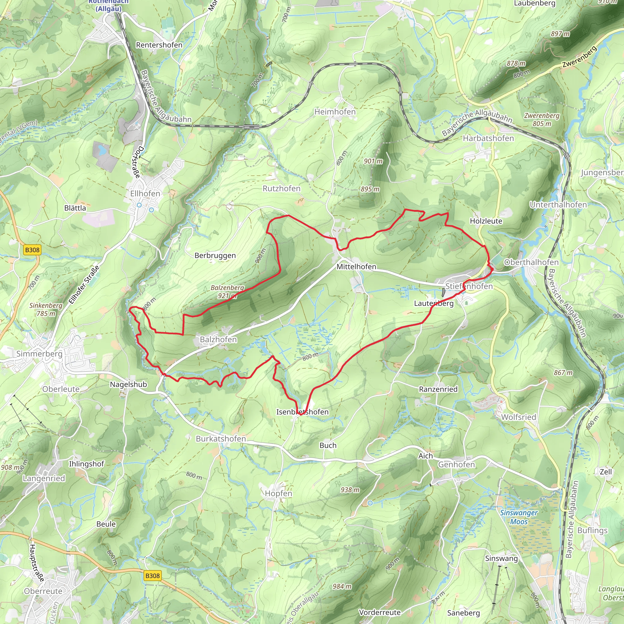 Rutzhofen via Balzhofener Moor mobile static map