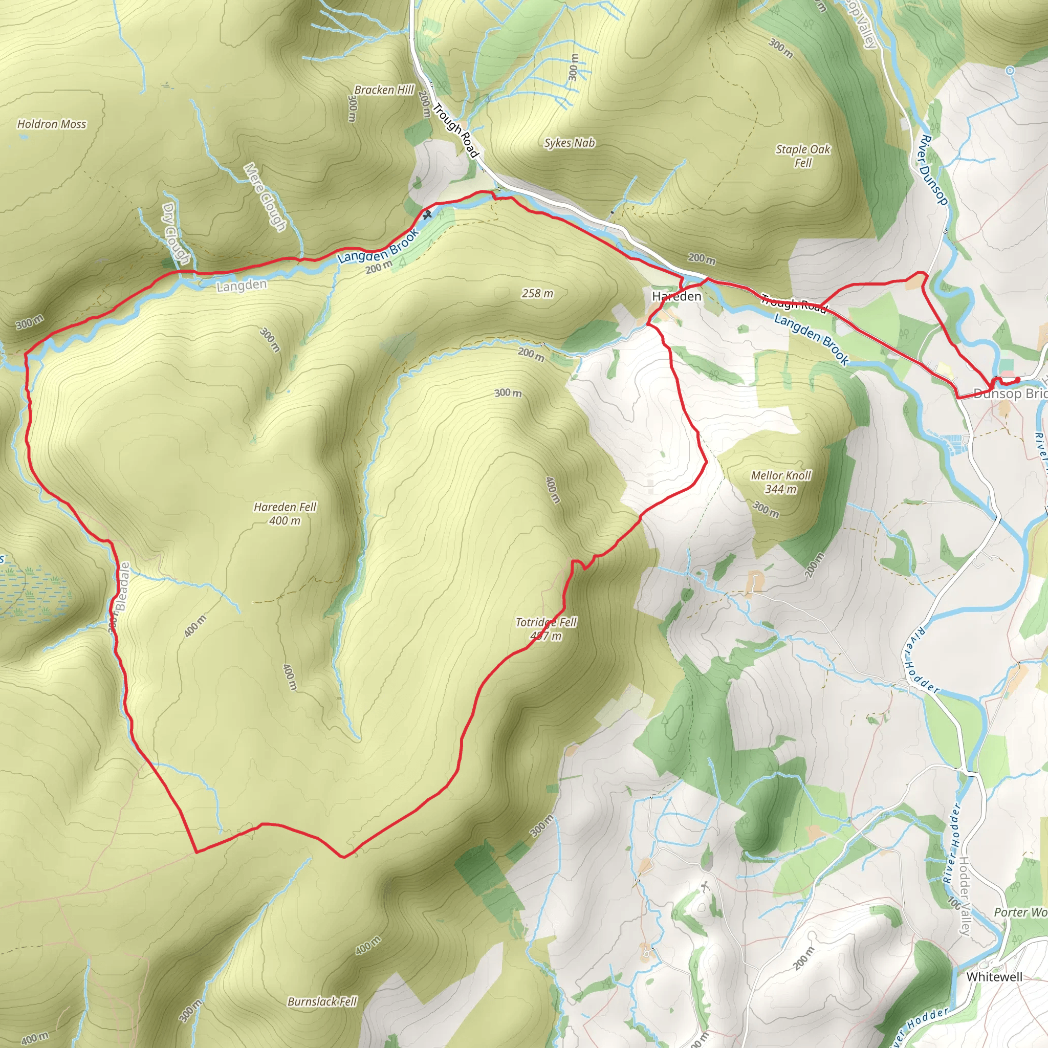 Totridge Fell via Langden and Bleadale Water mobile static map