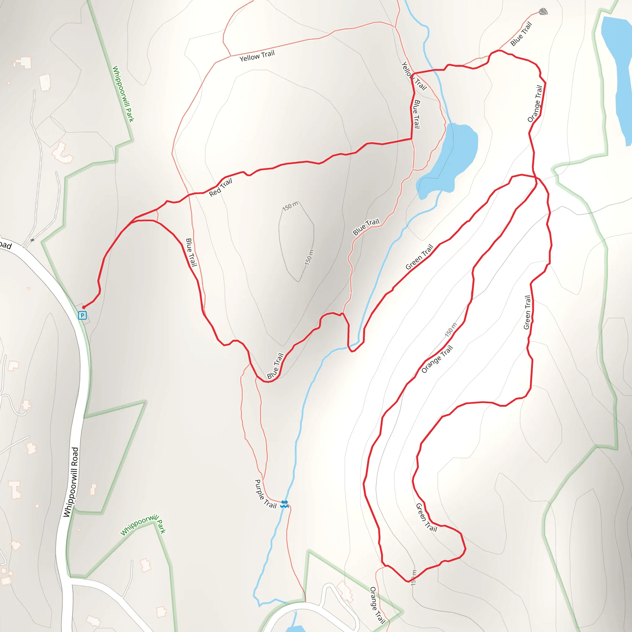 Green Trail Loop via Red and Blue Trail mobile static map