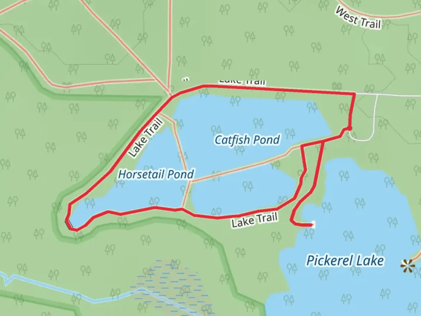 An image depicting the trail Catfish, Horsetail and Beaver Slough Pond Loop and its surrounding area.