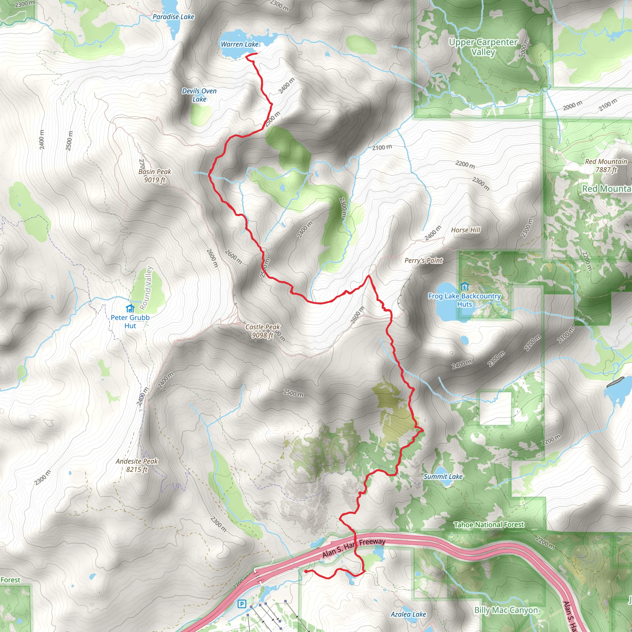 Warren Lake Trail mobile static map