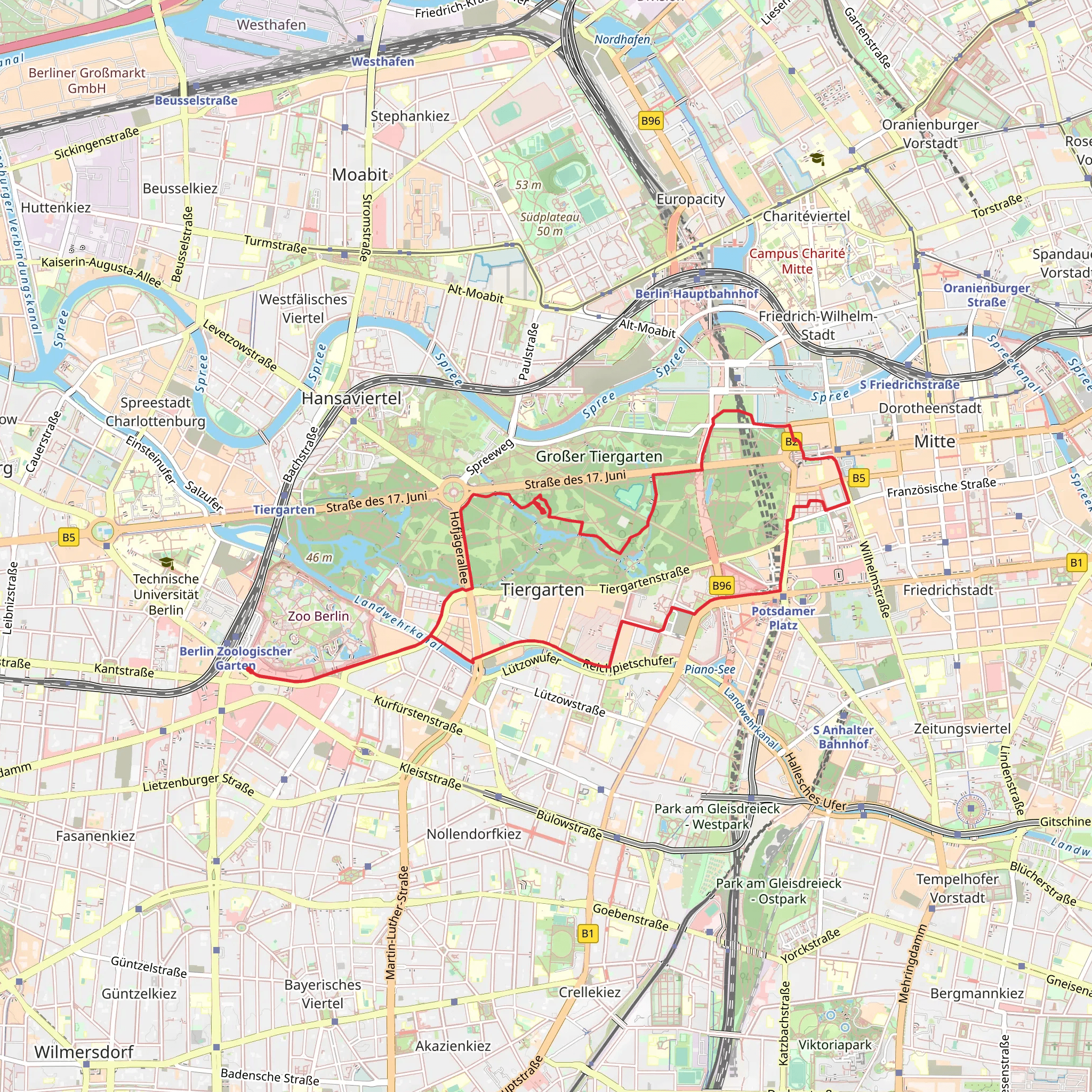 Großer Tiergarten via Große Querallee mobile static map