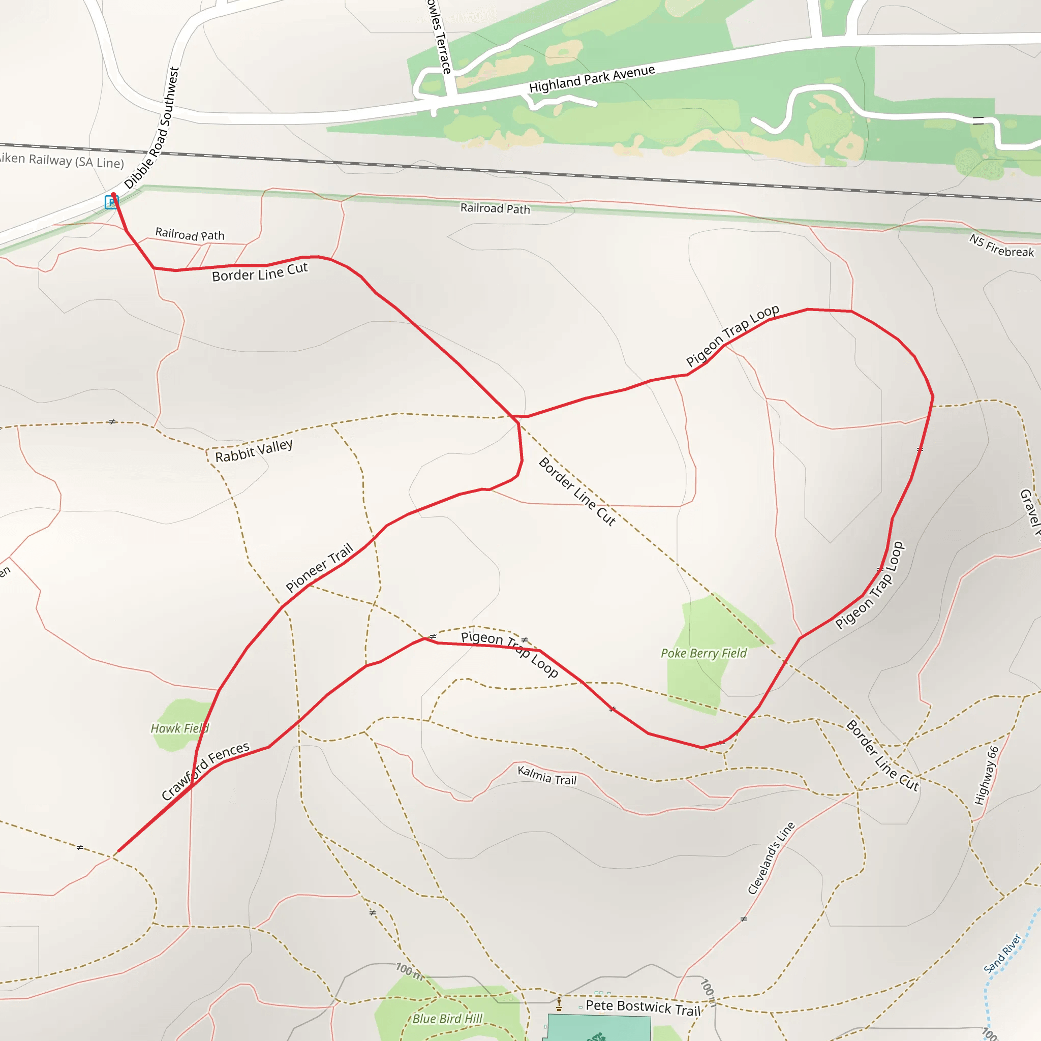 Pigeon Trap and Pioneer Loop Trail mobile static map