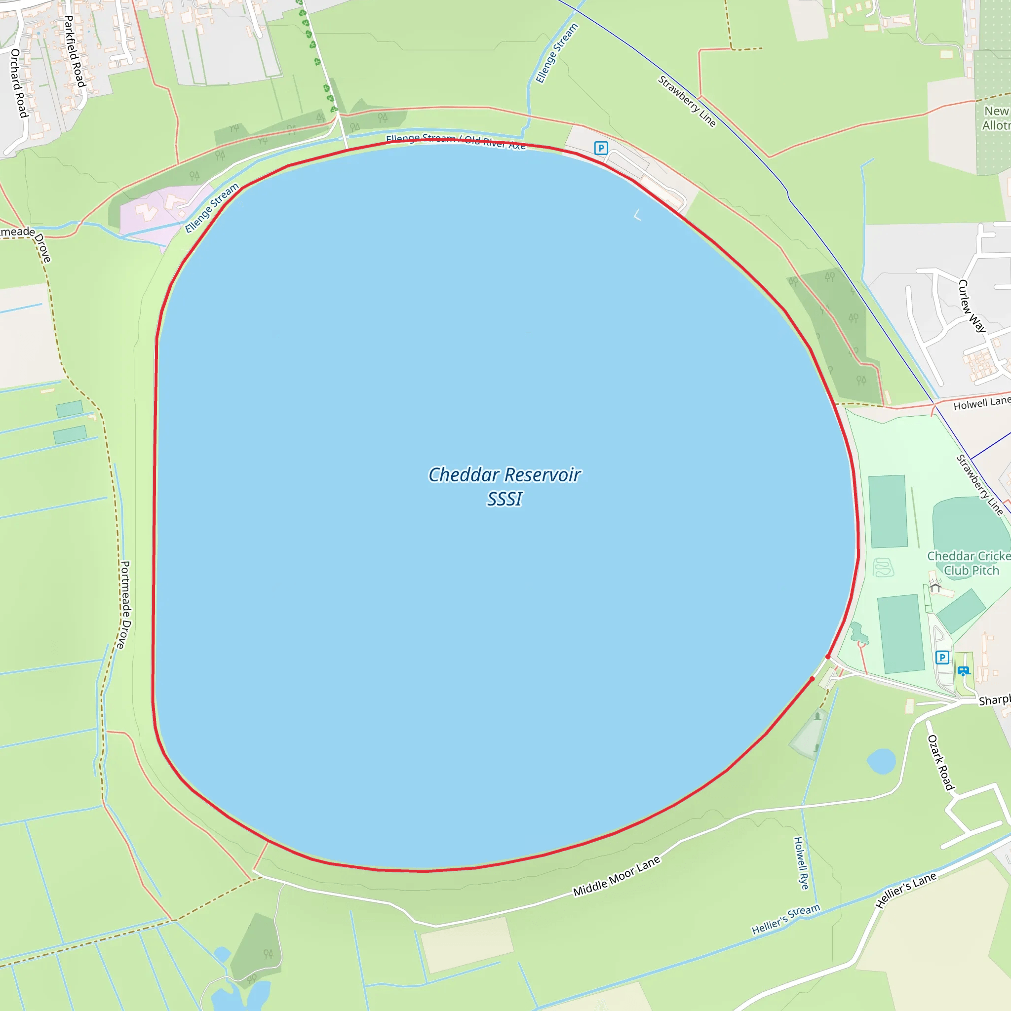 Cheddar Reservoir mobile static map