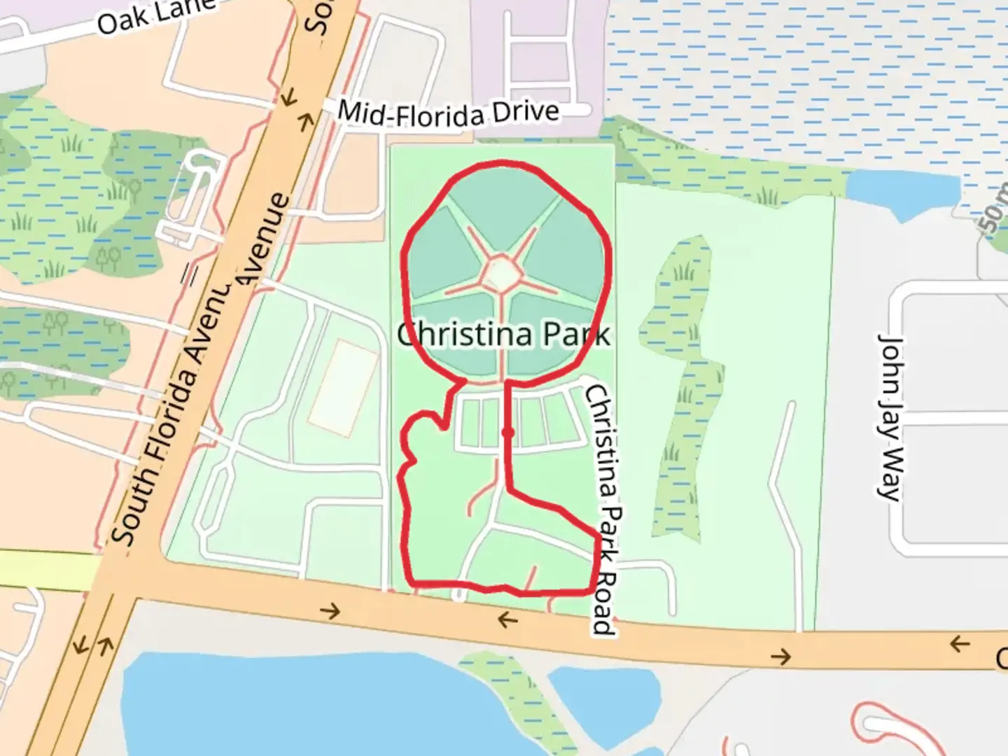 An image depicting the trail Christina Park Loop and its surrounding area.