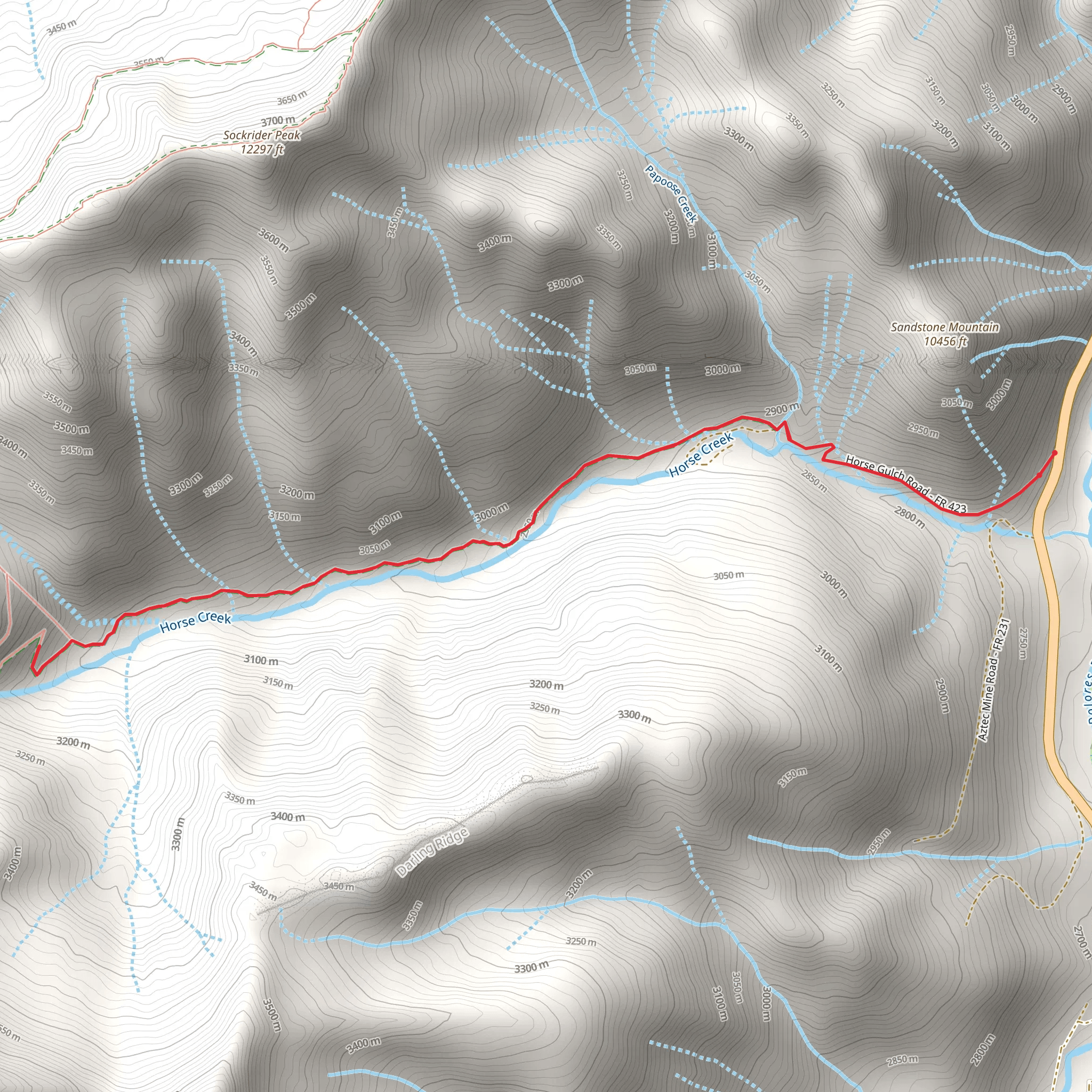 Horse Creek Trail mobile static map