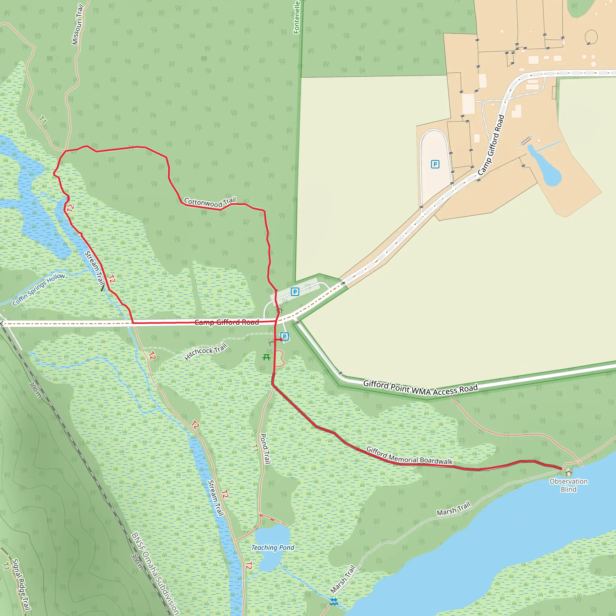 Cottonwood Trail and Gifford Memorial Boardwalk mobile static map
