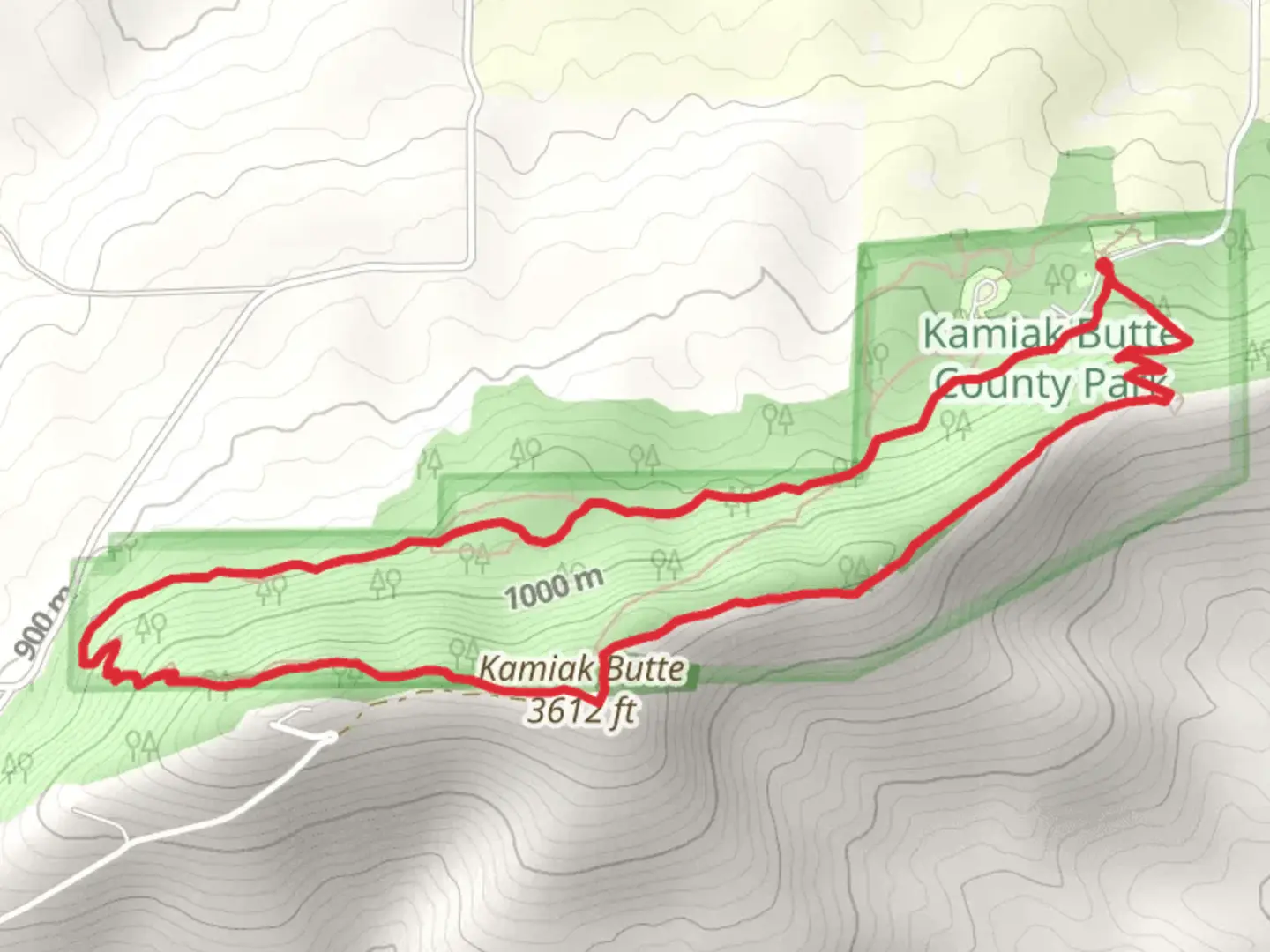 An image depicting the trail West End Primitive, Kamiak Butte and Pine Ridge Loop Trail and its surrounding area.