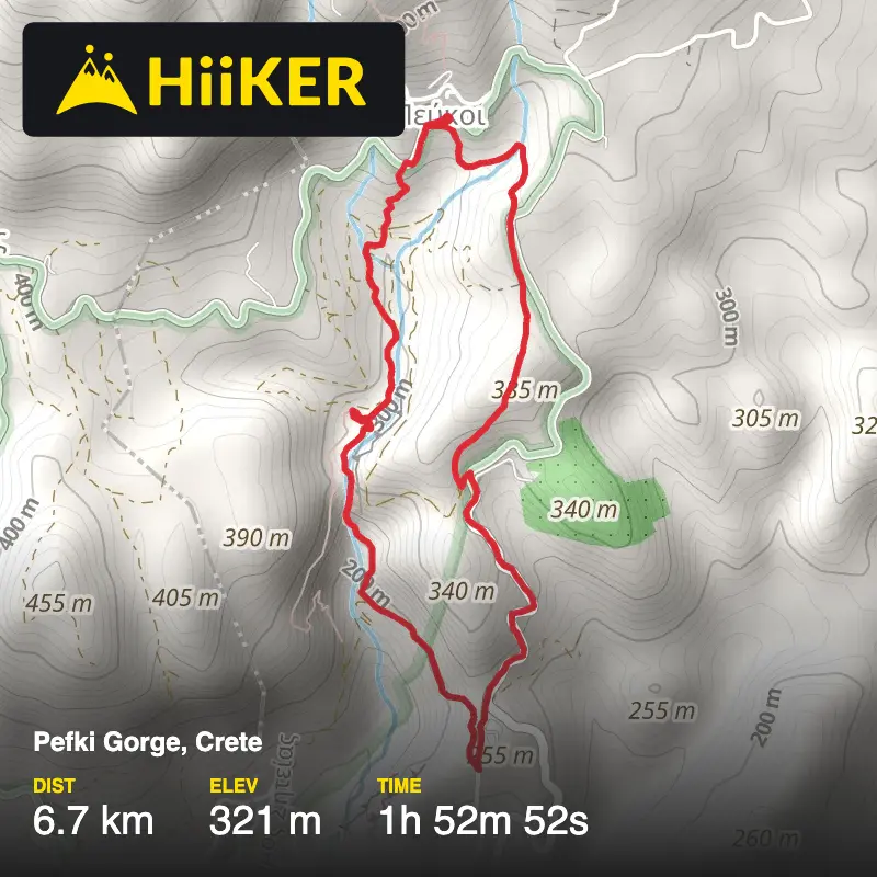 A map preview of the recording Pefki Gorge, Crete.