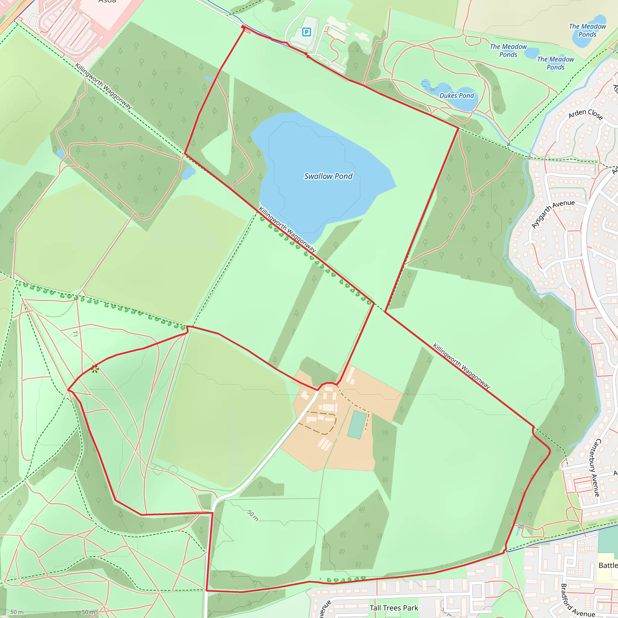 Rising Sun Country Park and Swallow Pond Loop mobile static map