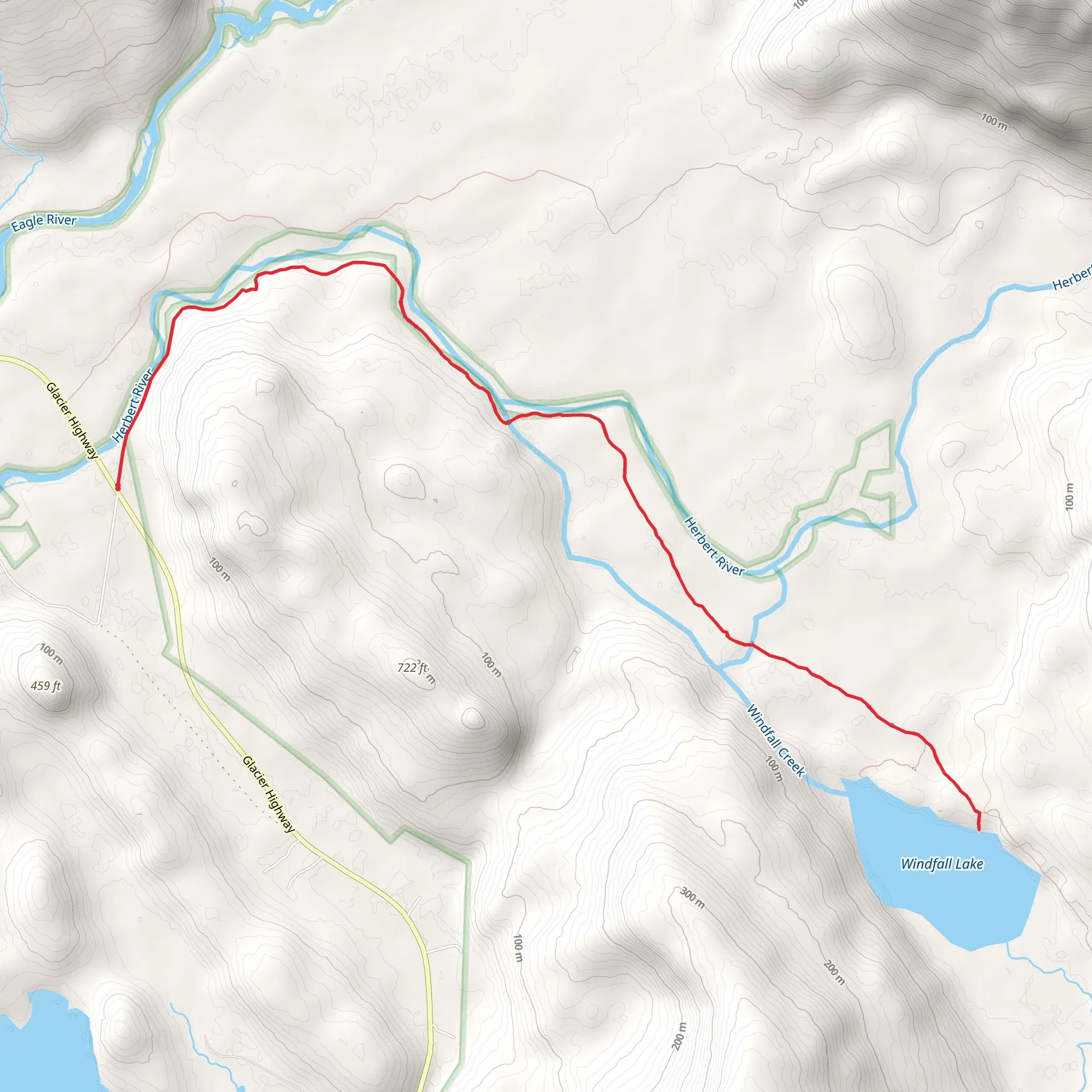 Windfall Lake Trail mobile static map