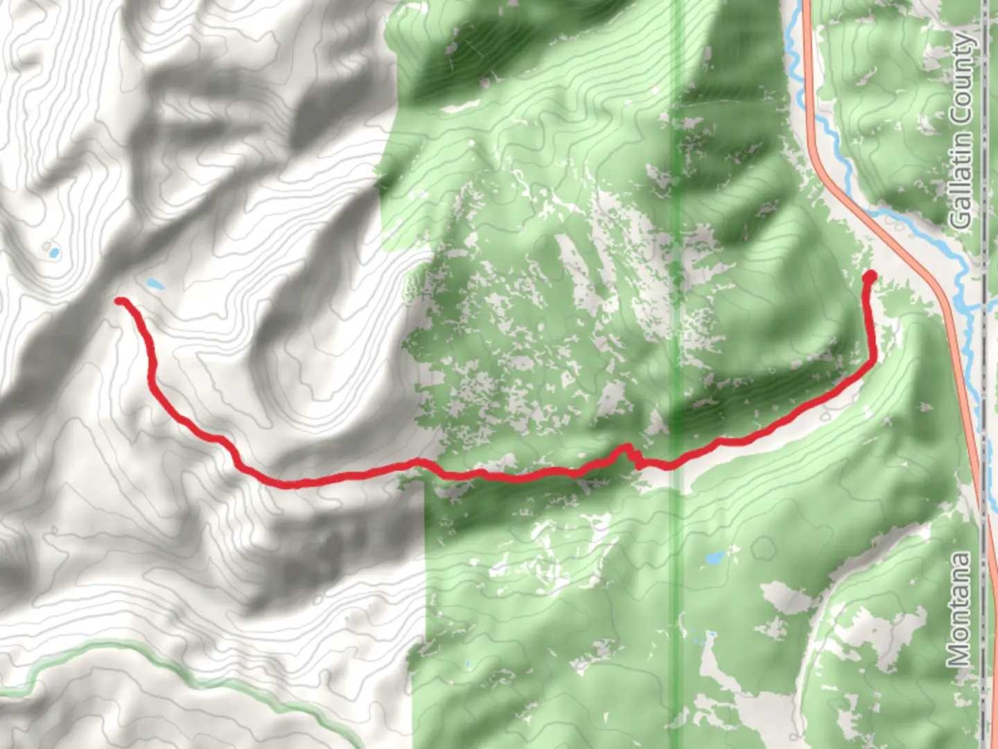 An image depicting the trail Bacon Rind Creek Trail and its surrounding area.