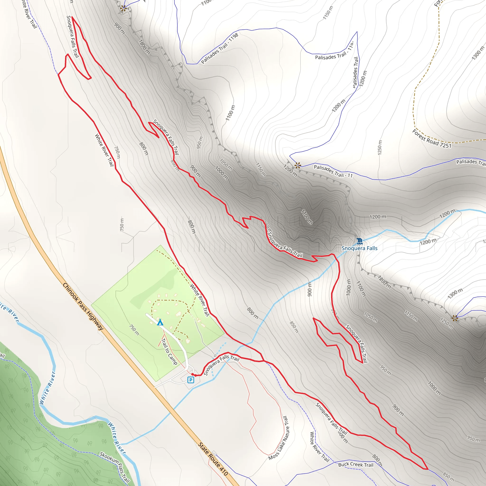 Snoquera Falls and White River Loop Trail mobile static map