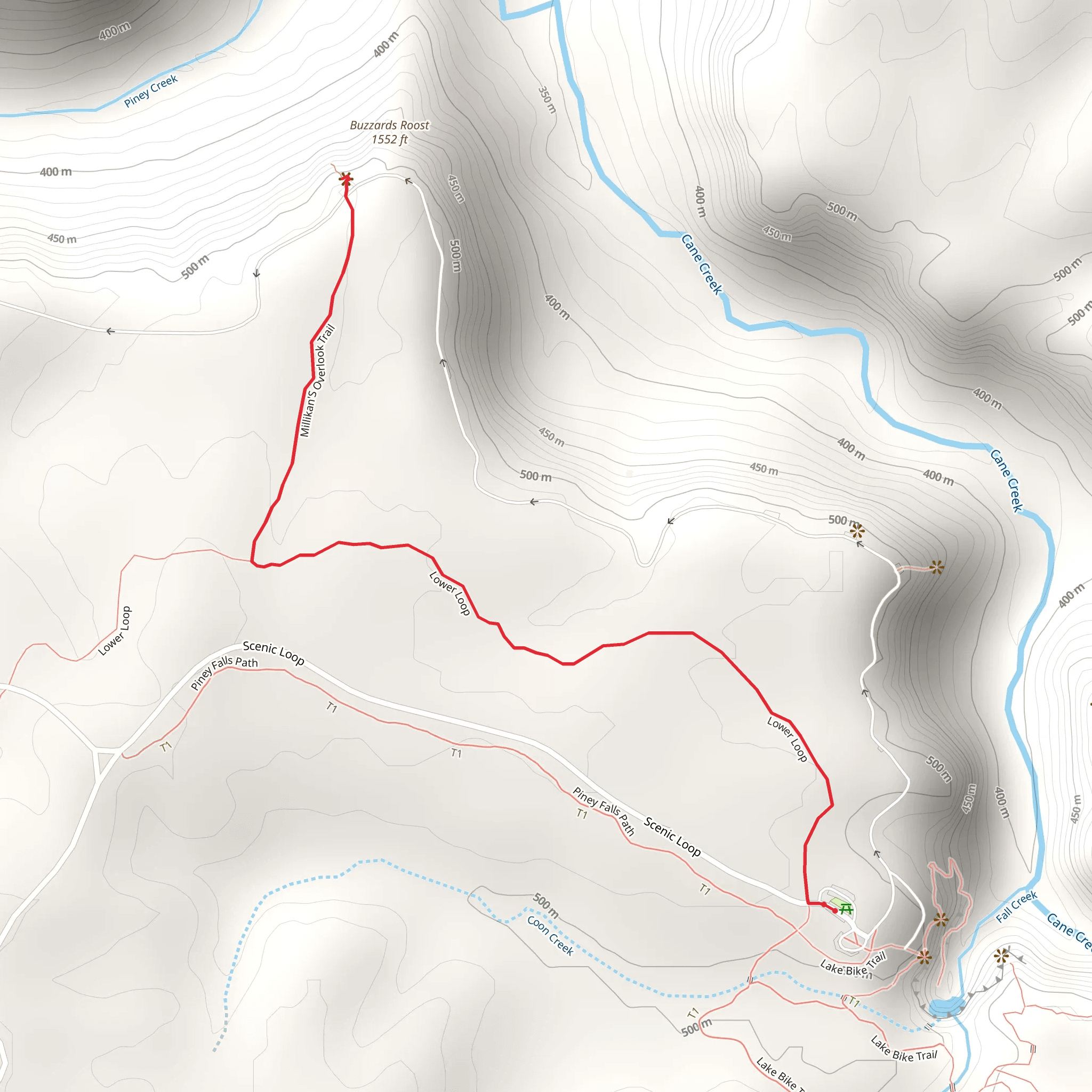 Buzzard's Roost via Millikan'S Overlook Trail mobile static map