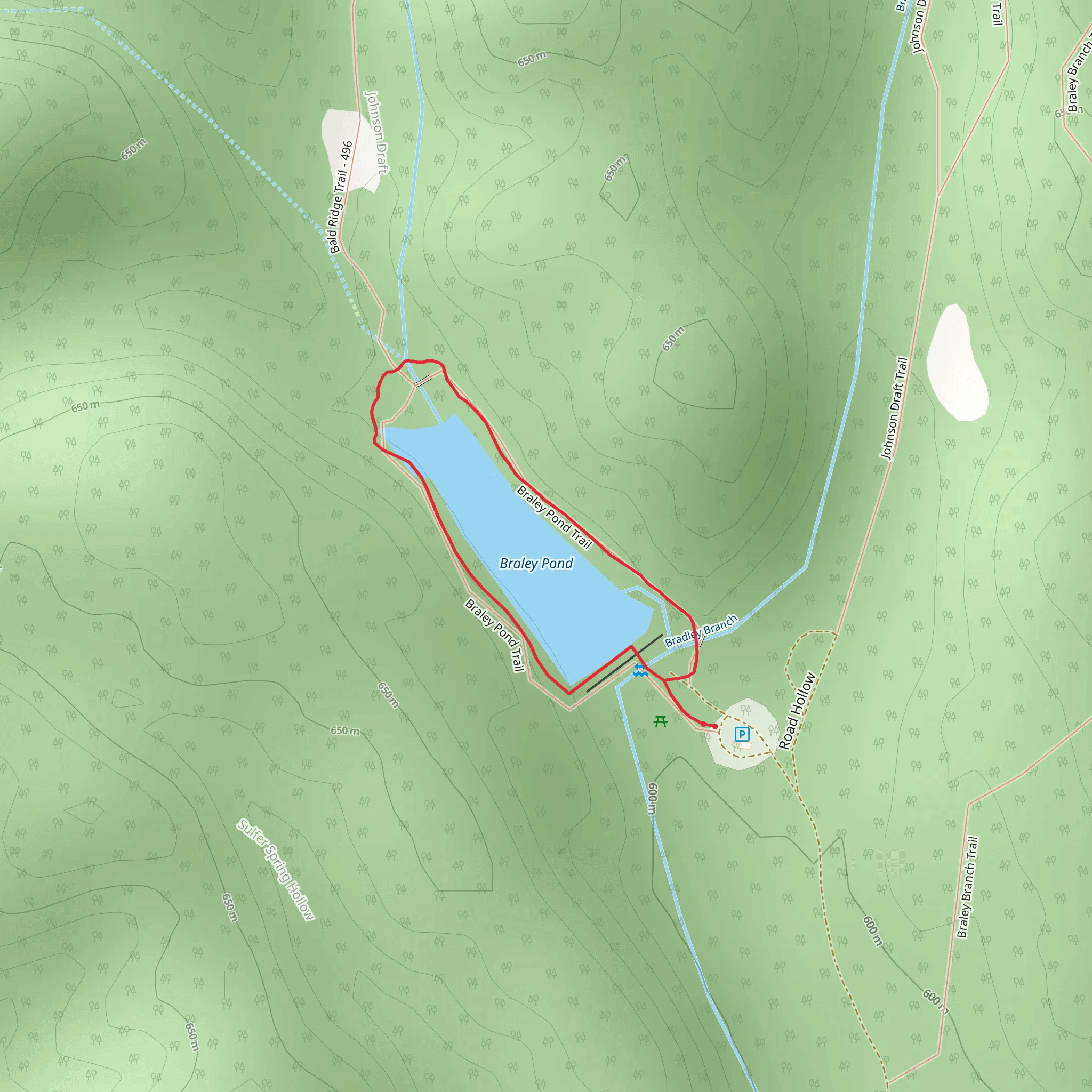 Braley Pond Trail mobile static map