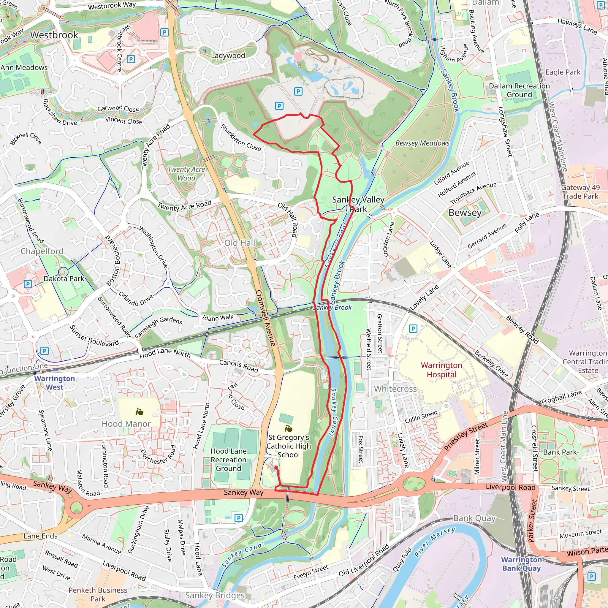 Sankey Valley Park Loop mobile static map