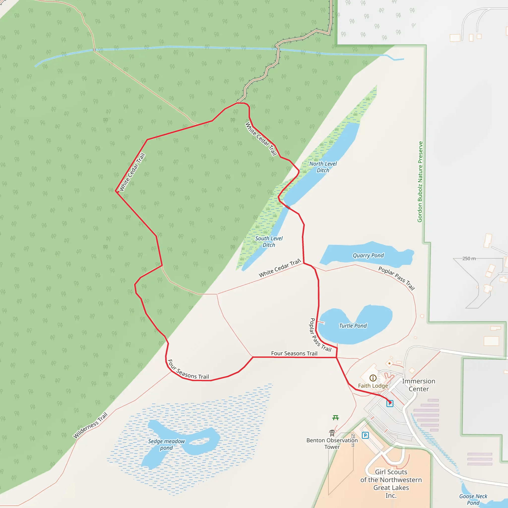 White Cedar and Four Seasons Loop Trail mobile static map