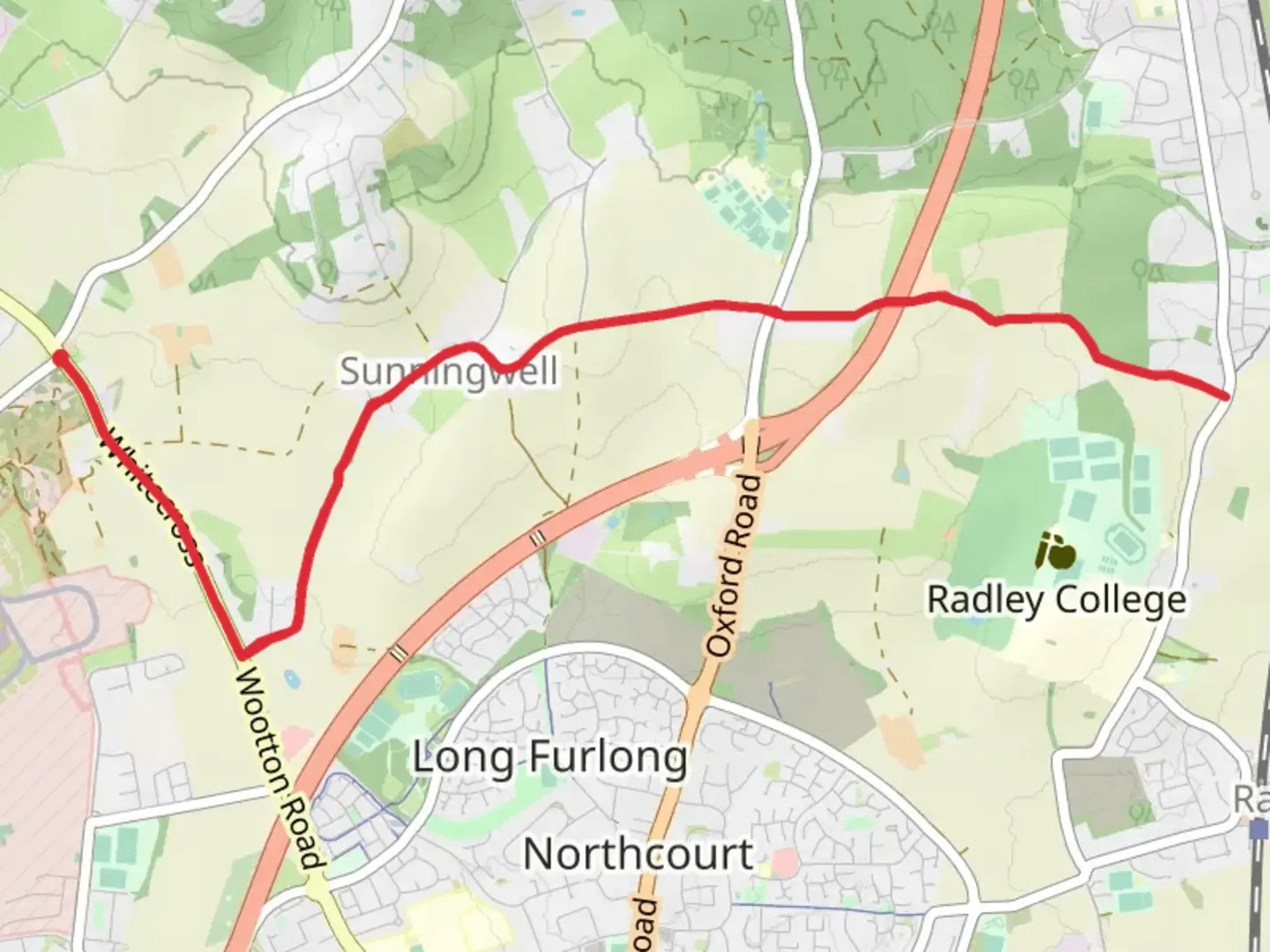 An image depicting the trail Sunningwell Country Park and its surrounding area.