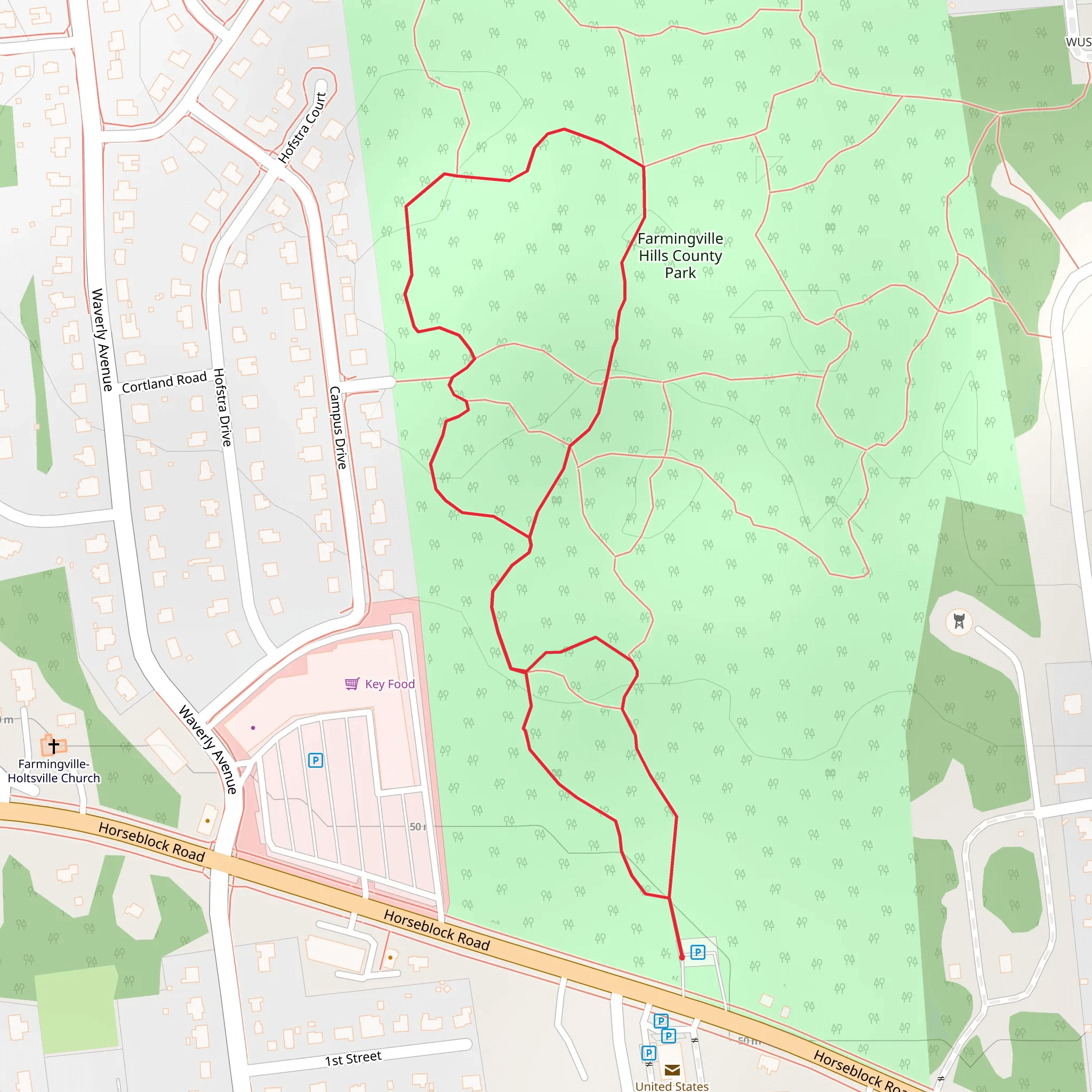 Farmingville Hills County Park Short Loop Trail mobile static map
