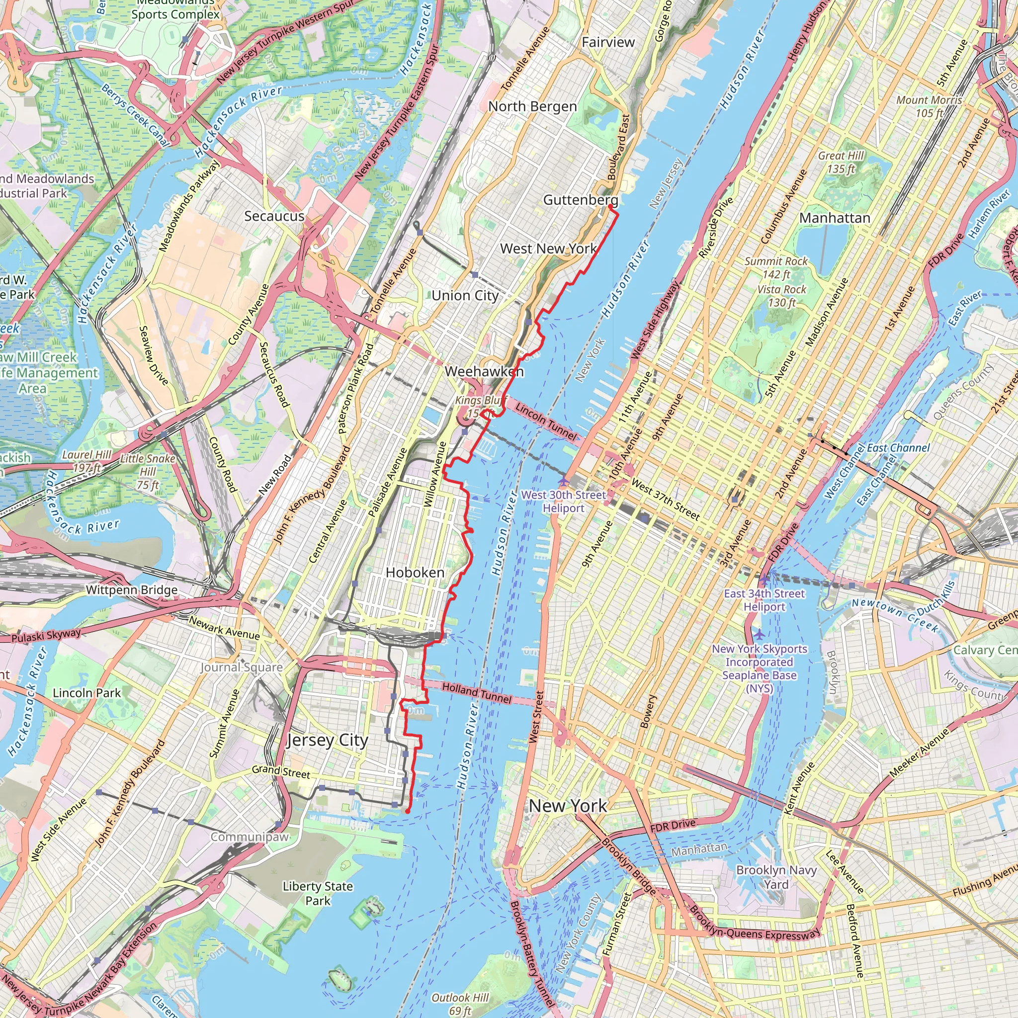 Hoboken Newport Walkway – Hudson River Waterfront Walkway mobile static map