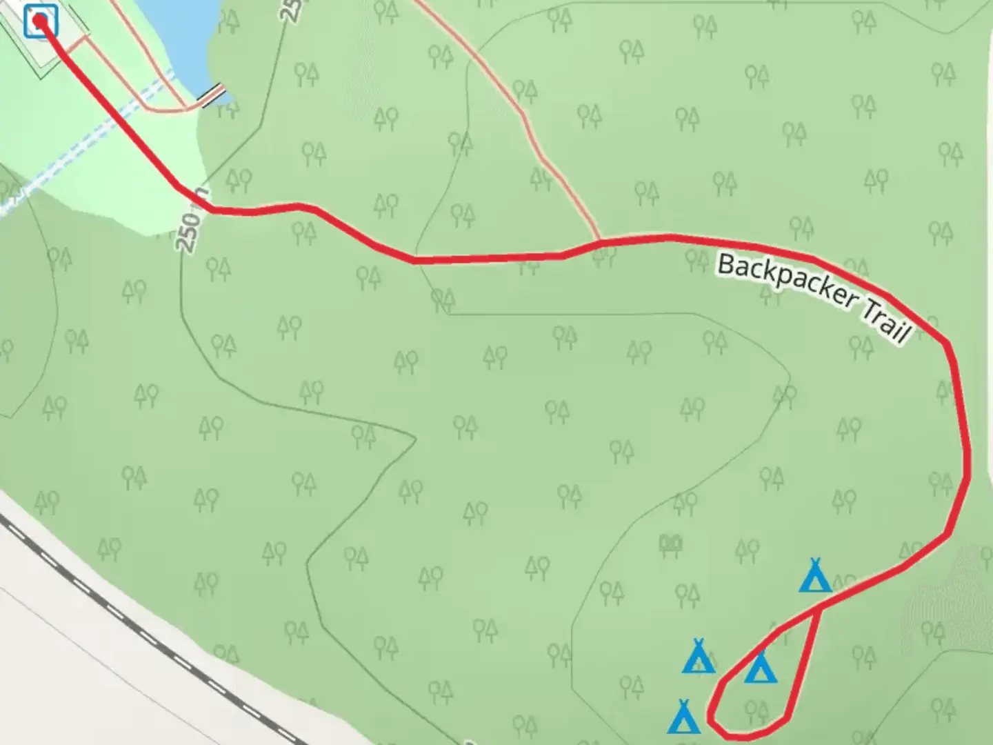 An image depicting the trail Backpacker Trail and its surrounding area.