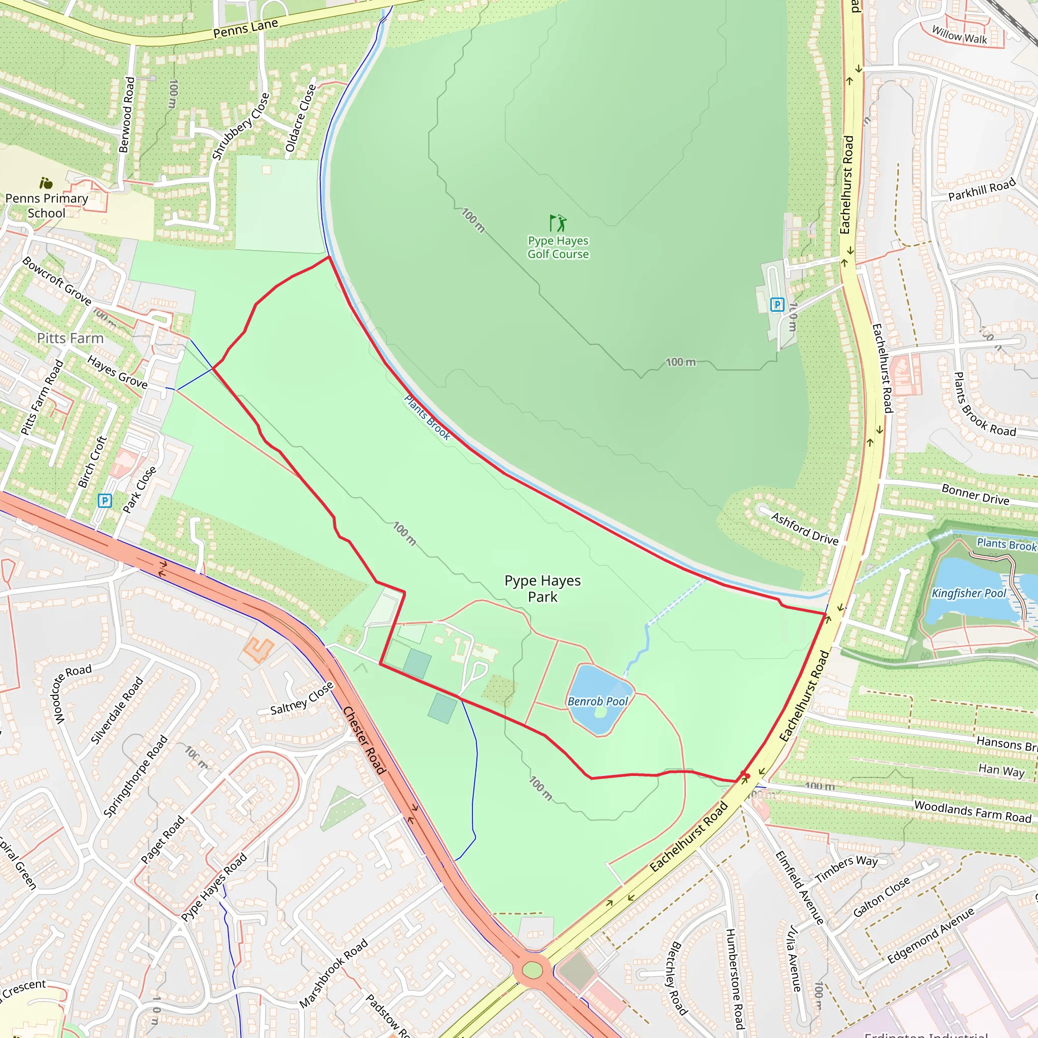 Pype Hayes Park Loop mobile static map